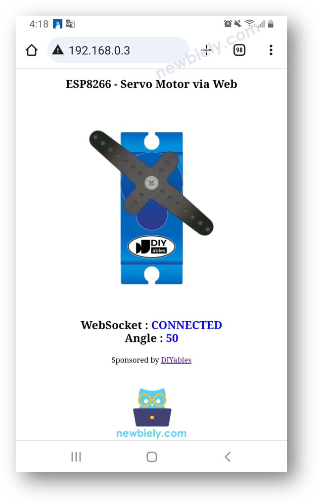 ESP8266 NodeMCU steuert Servomotor über Webbrowser