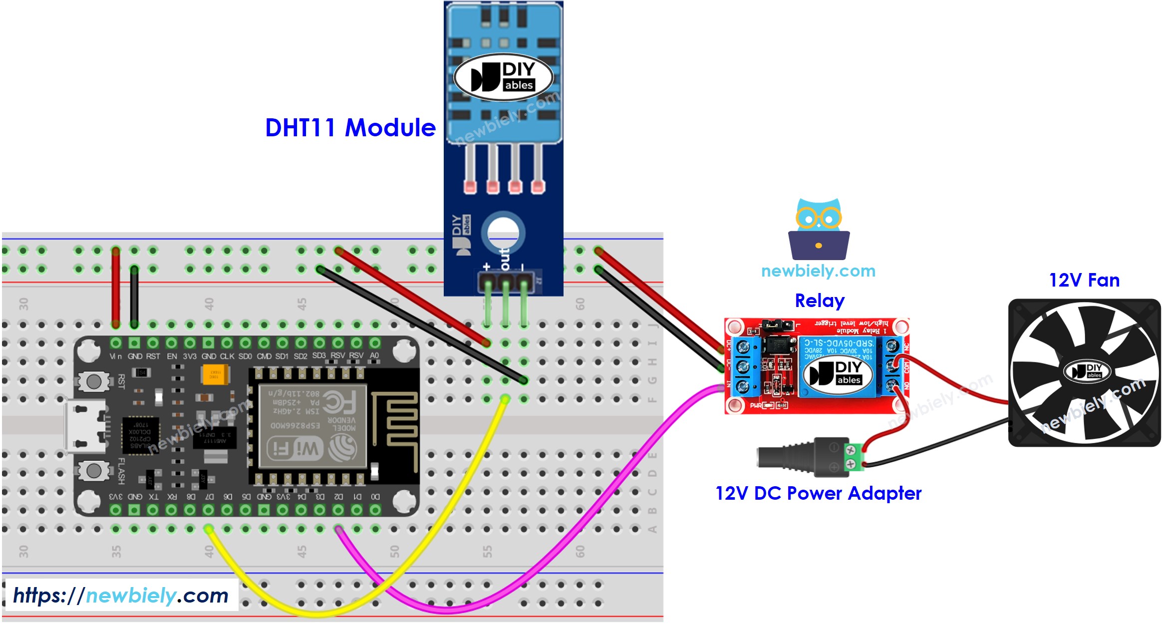 Schaltplan des ESP8266 NodeMCU-Kühlgebläse-Systems