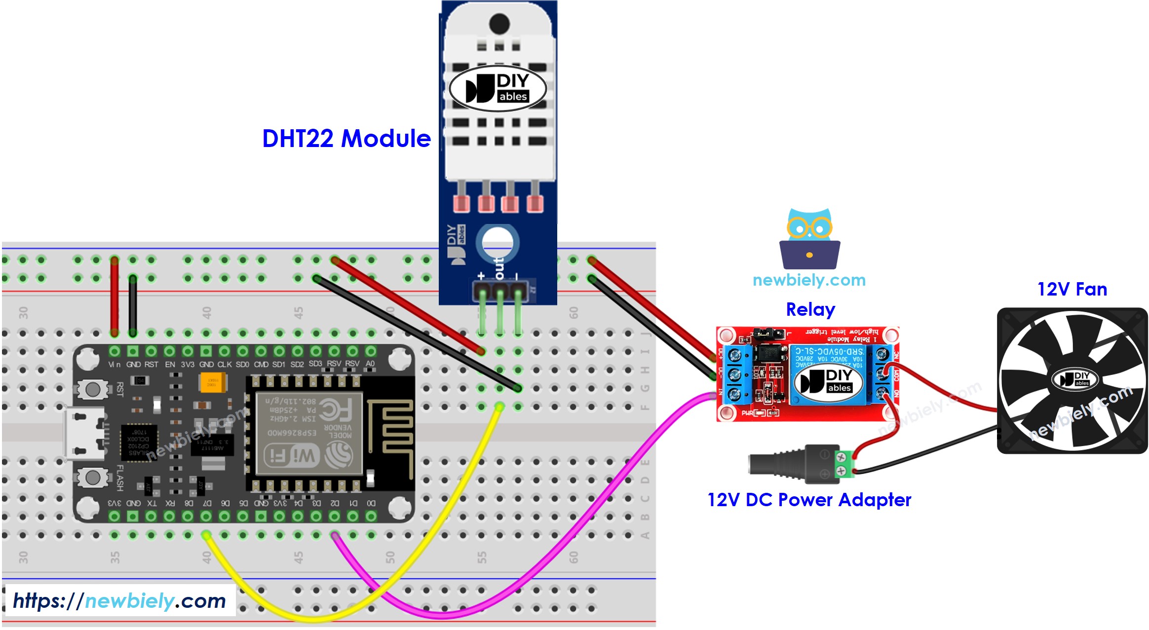 Schaltplan des ESP8266 NodeMCU-Kühlgebläse-Systems