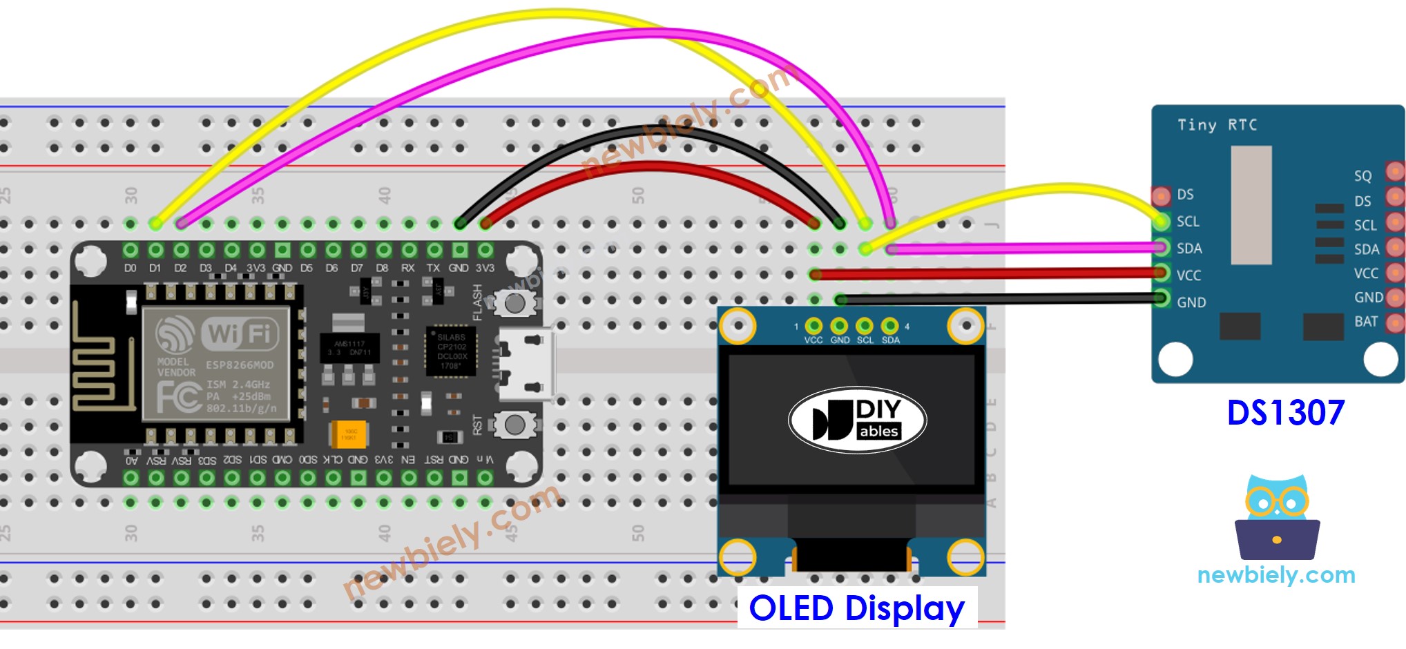 ESP8266 NodeMCU DS1307 OLED-Schaltplan