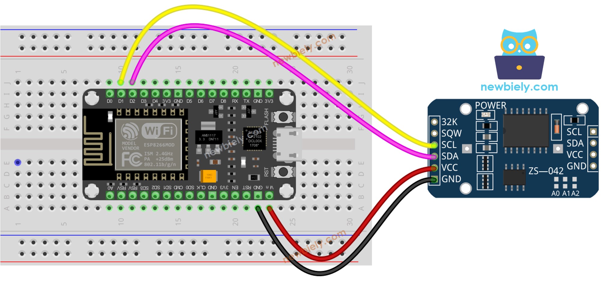 ESP8266 NodeMCU Echtzeituhr DS3231 Verdrahtungsdiagramm