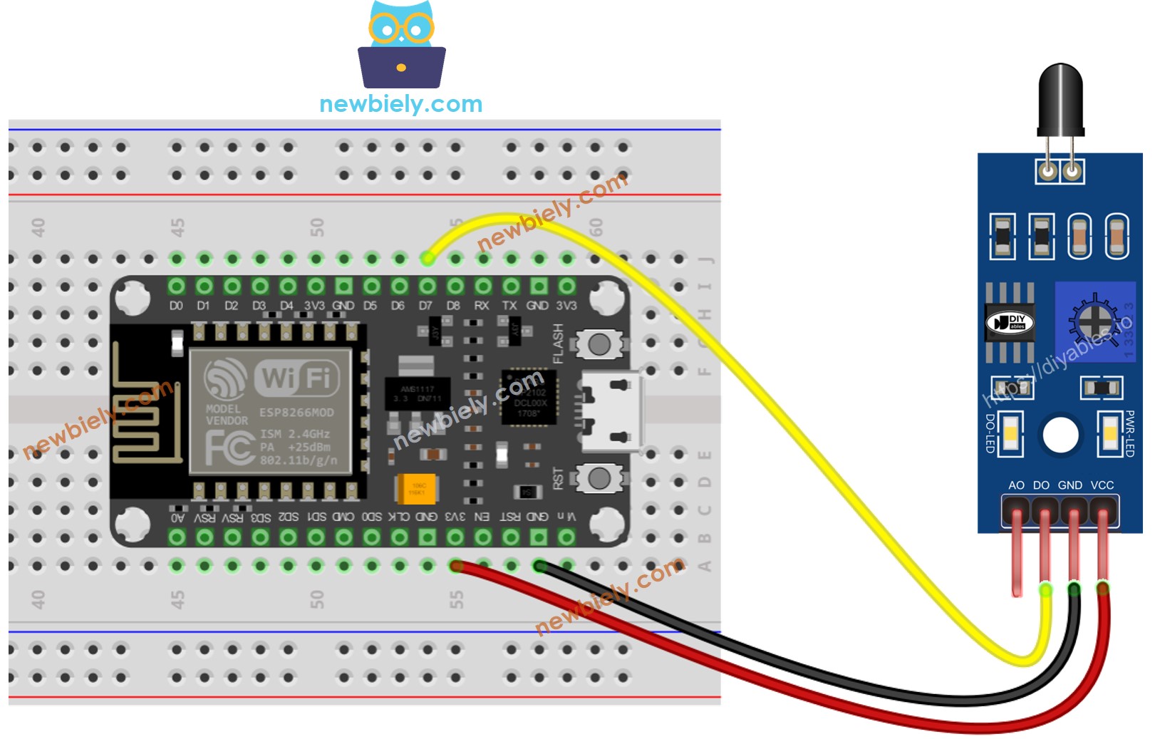 ESP8266 NodeMCU-Flammensensor-Schaltplan