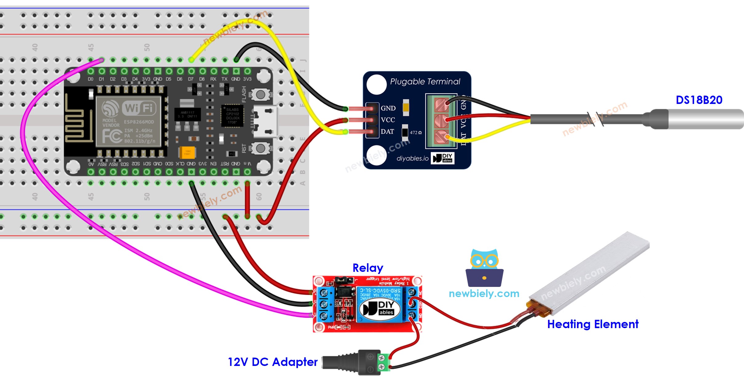 Schaltplan der Heizungsanlage mit ESP8266 NodeMCU