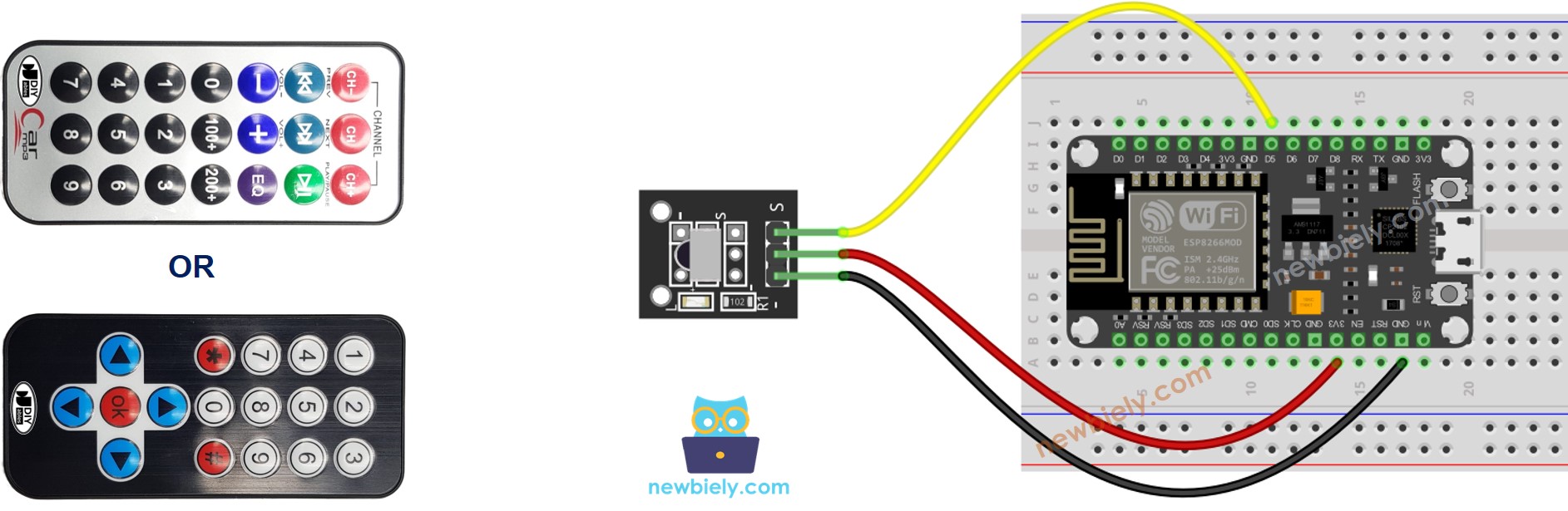 ESP8266 NodeMCU IR-Fernbedienungs-Verdrahtungsdiagramm