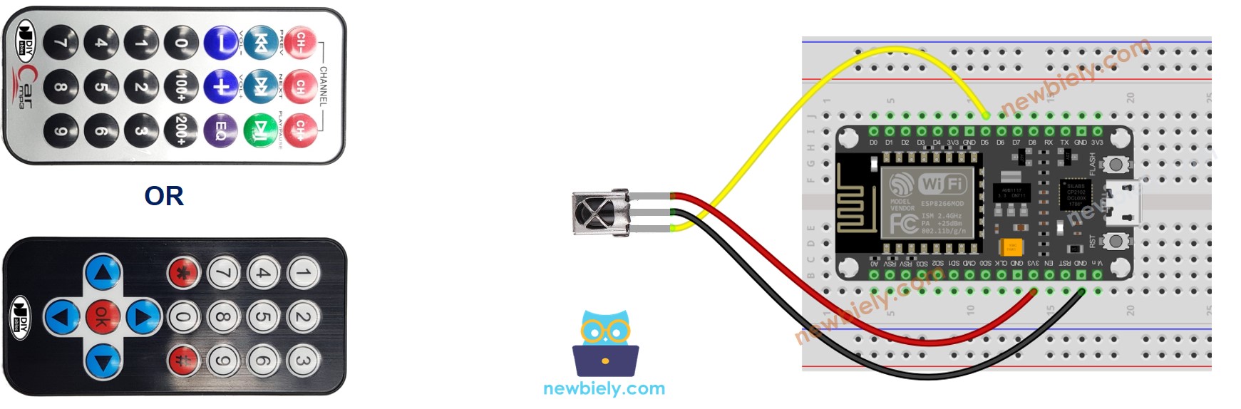 ESP8266 NodeMCU IR-Fernbedienung Verdrahtungsdiagramm
