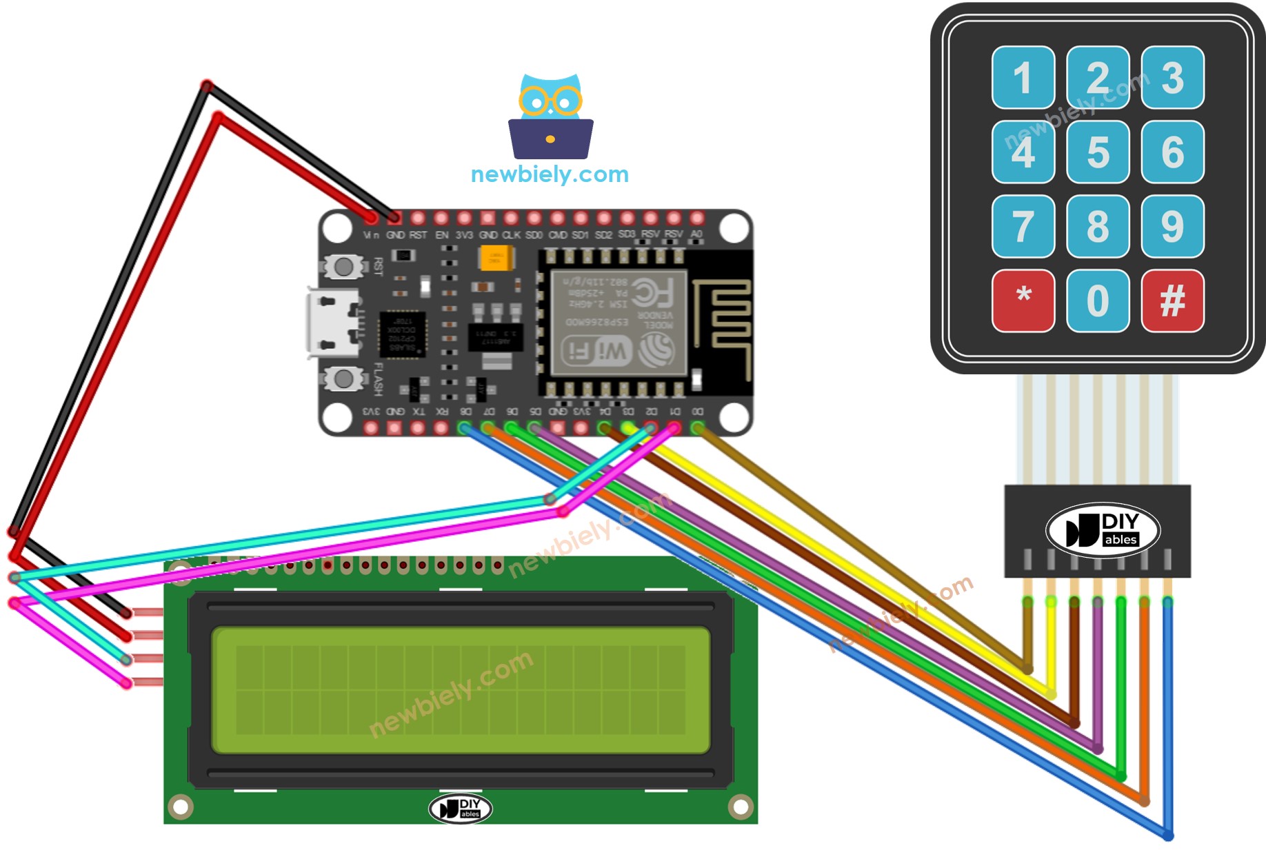 ESP8266 NodeMCU Tastatur-LCD-Verkabelungsdiagramm