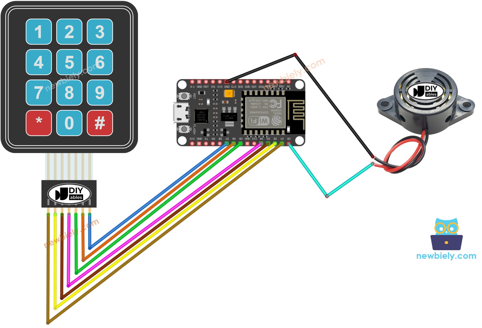 ESP8266 NodeMCU-Keypad Piezo-Buzzer-Schaltplan