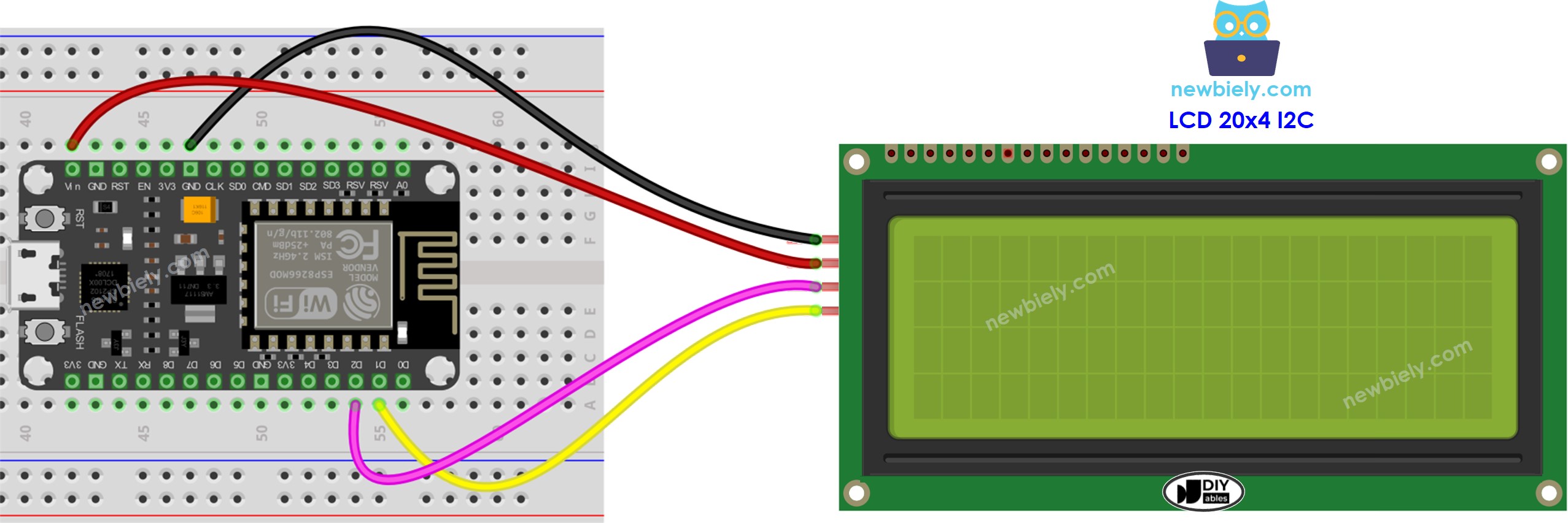 ESP8266 NodeMCU LCD I2C Verdrahtungsdiagramm