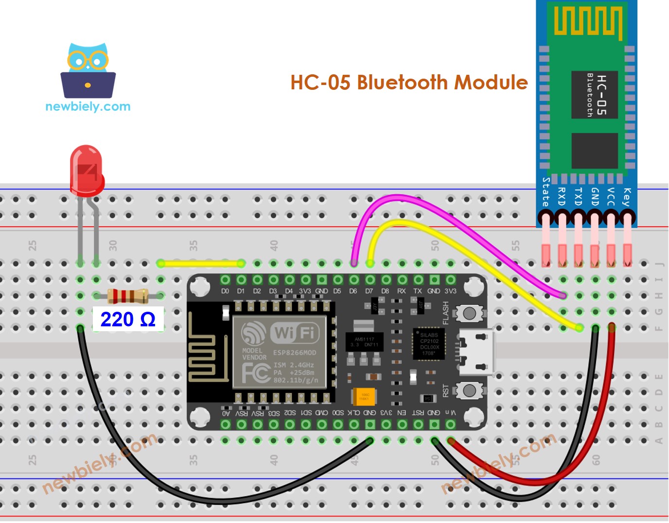 ESP8266 NodeMCU LED Bluetooth Verdrahtungsdiagramm