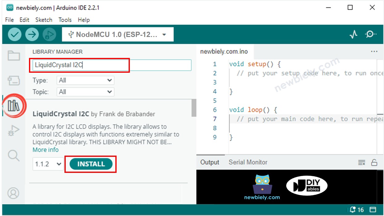 ESP8266 NodeMCU LiquidCrystal I2C-Bibliothek