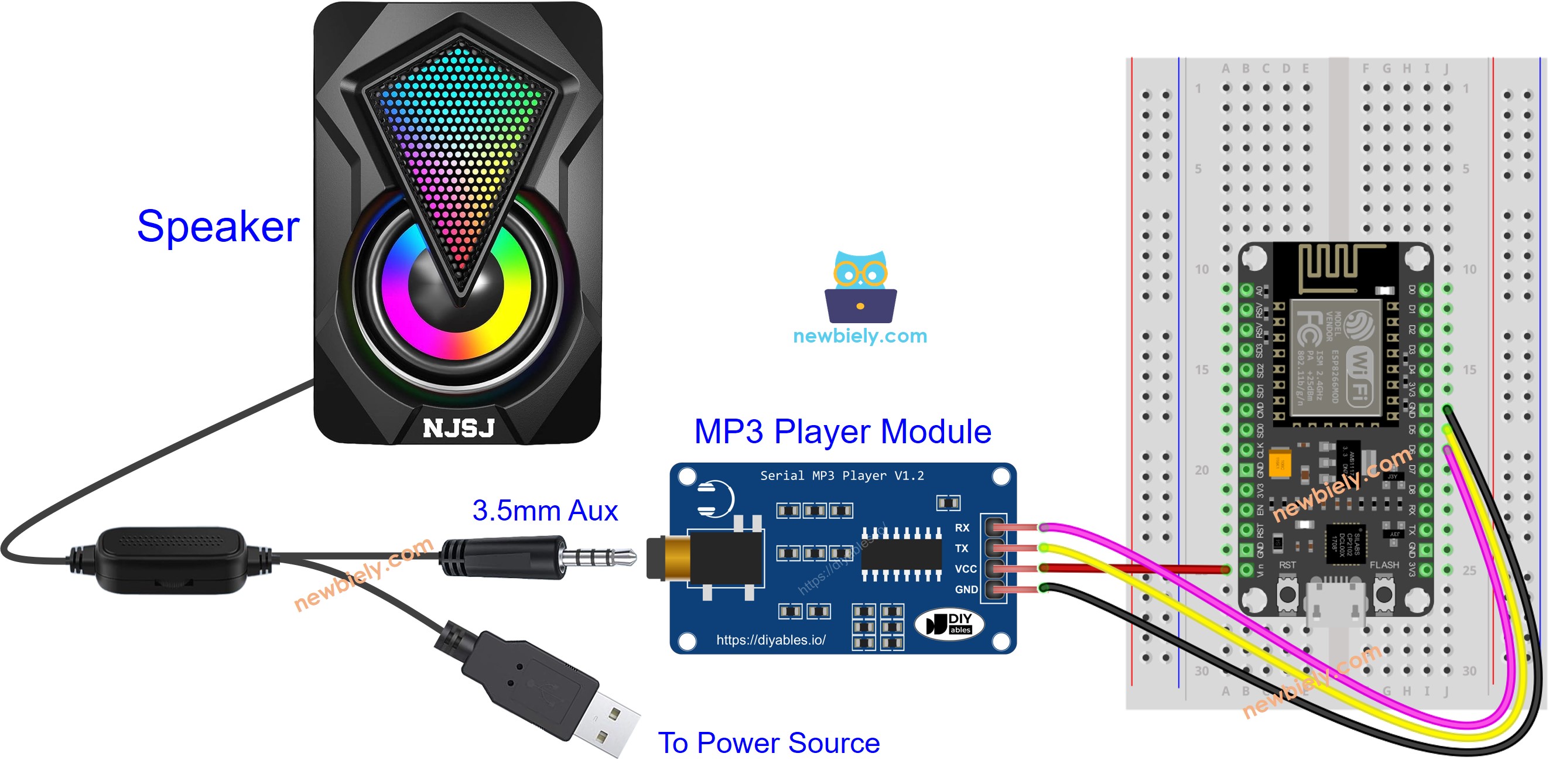 ESP8266 NodeMCU MP3-Player-Modul Schaltplan