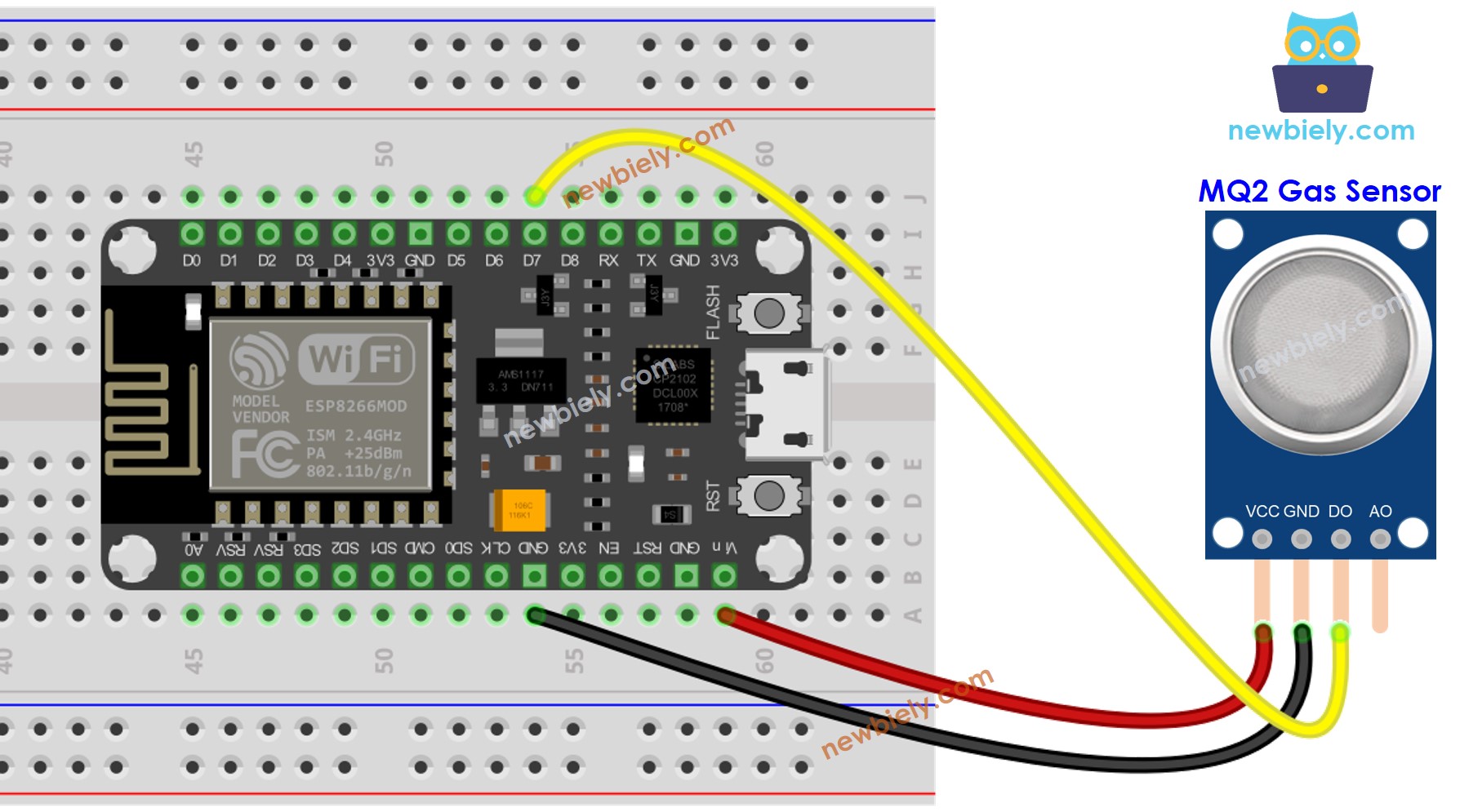 ESP8266 NodeMCU MQ-2-Gassensor-Schaltplan