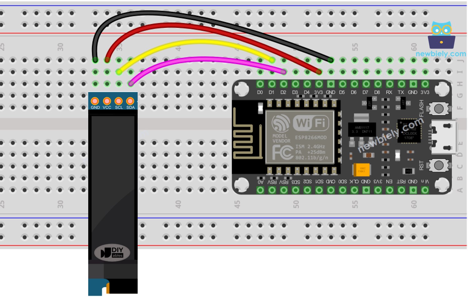 ESP8266 NodeMCU OLED 128x64 Verdrahtungsdiagramm