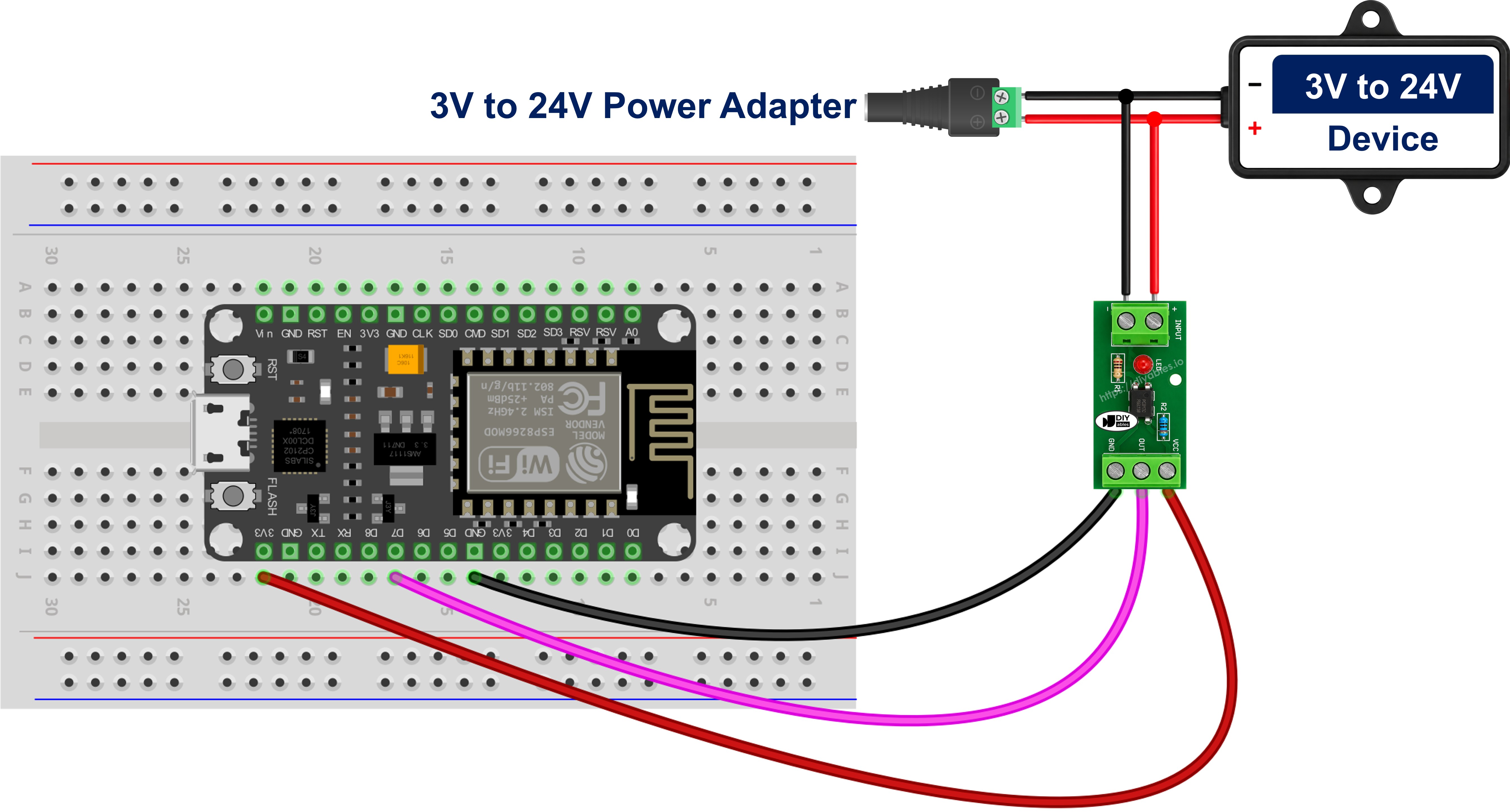 Schaltplan ESP8266 NodeMCU PC817 Optokoppler-Isolationsmodul