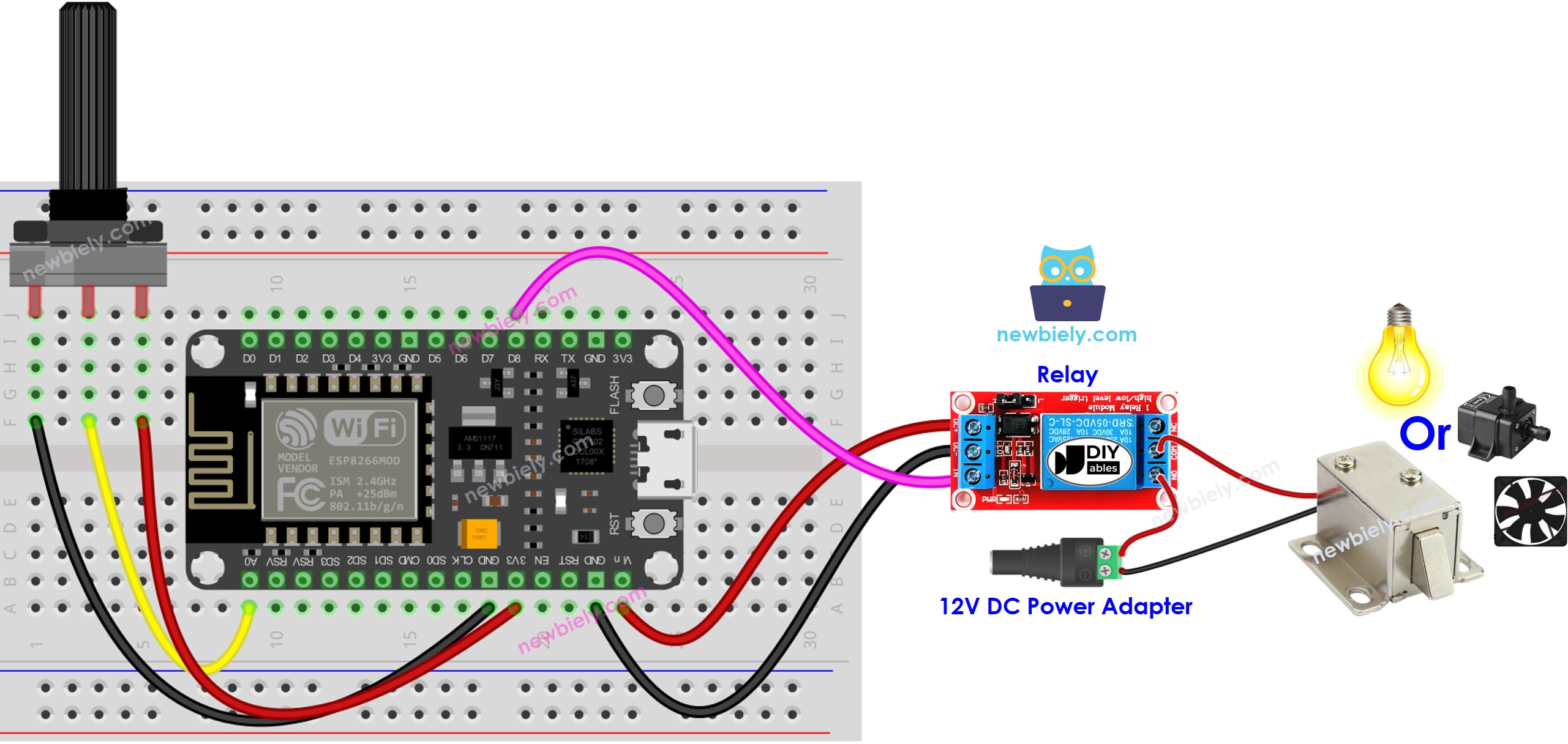 ESP8266 NodeMCU Potentiometer-Relais-Schaltplan