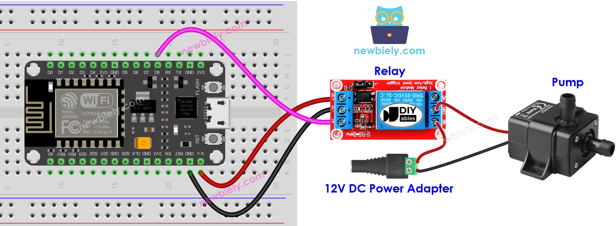 Schaltplan der Pumpe mit ESP8266 NodeMCU