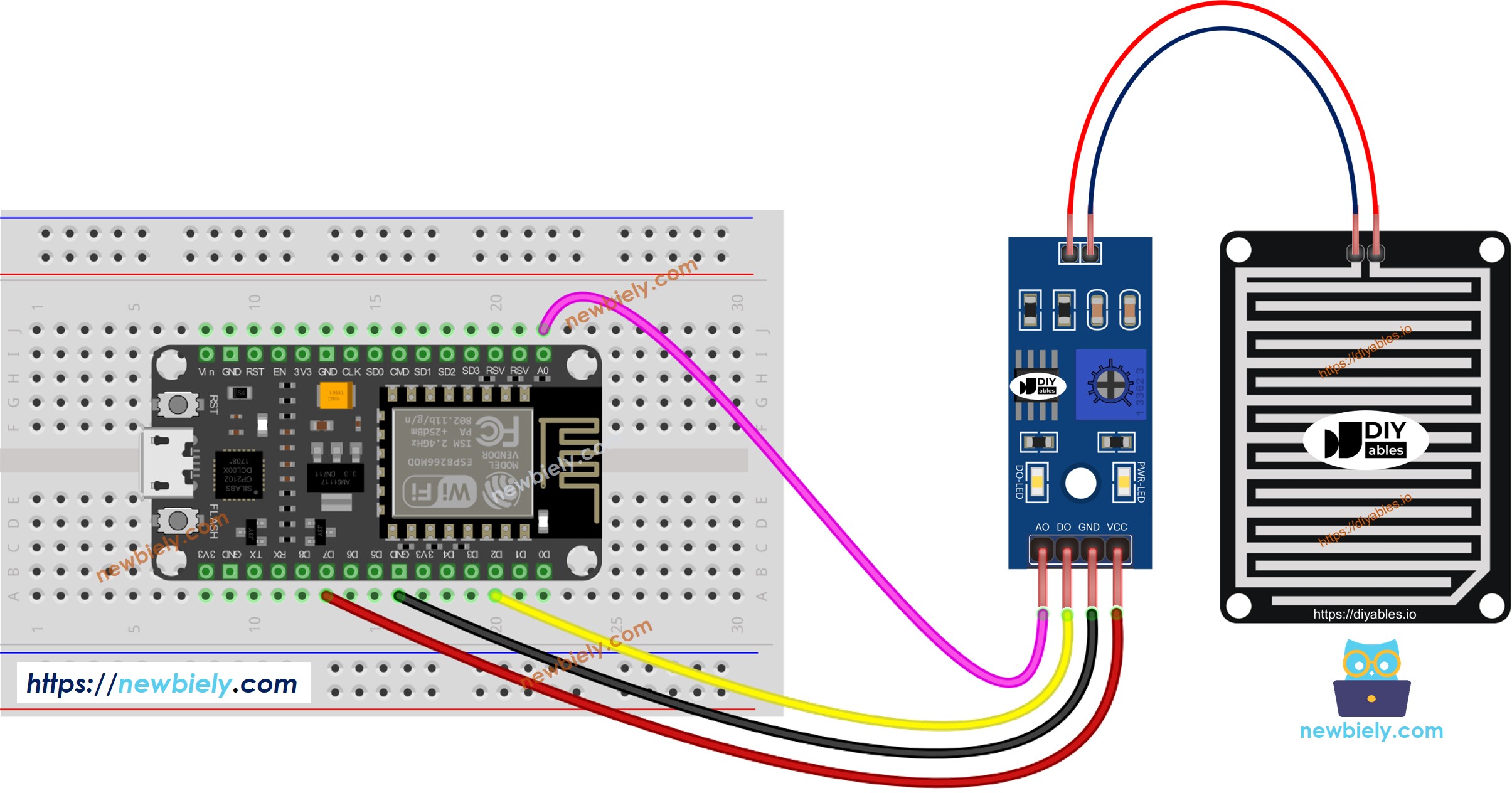 ESP8266 NodeMCU-Regenmelder-Schaltplan