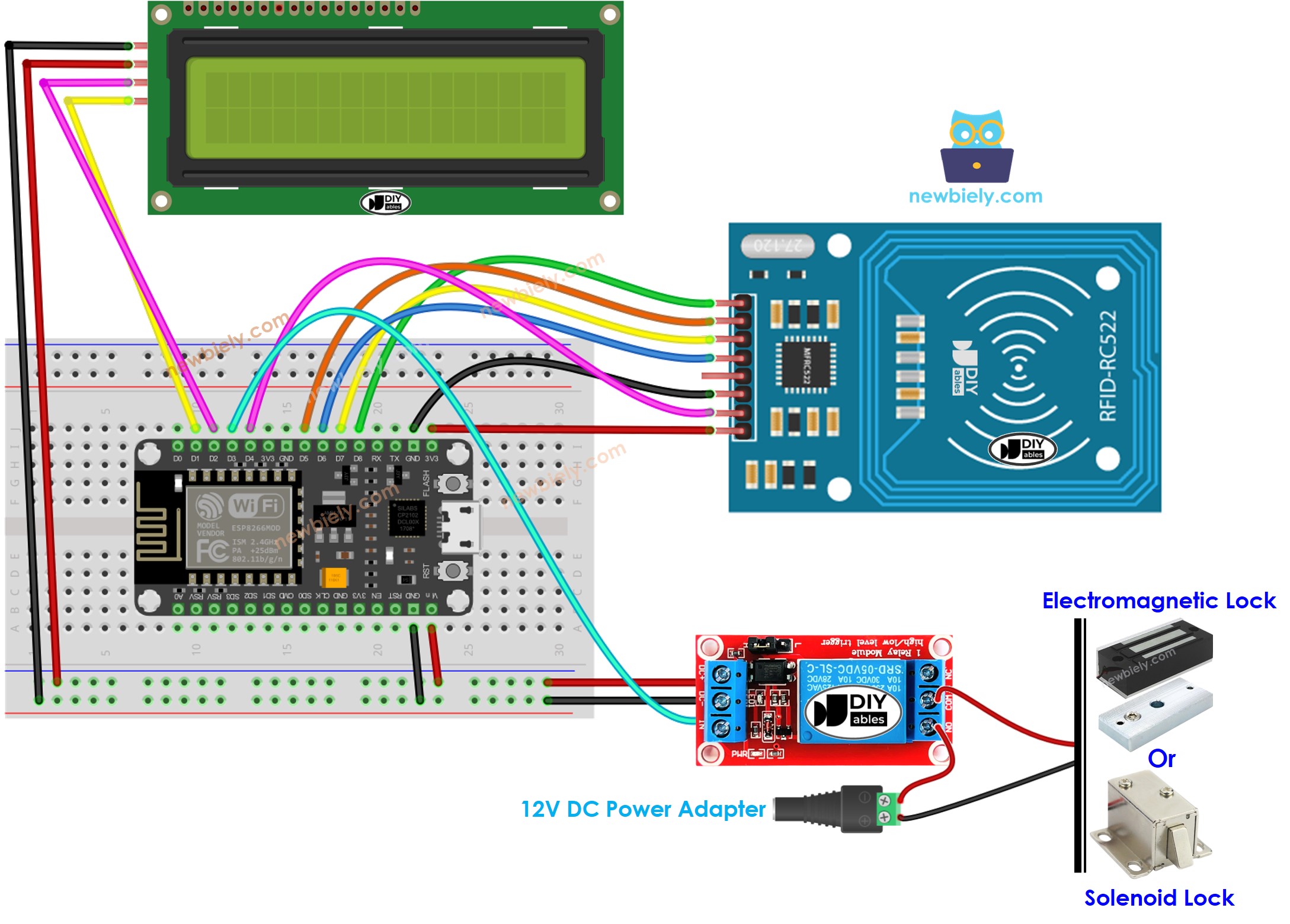 ESP8266 NodeMCU RFID RC522 Türschloss LCD-Verdrahtungsdiagramm