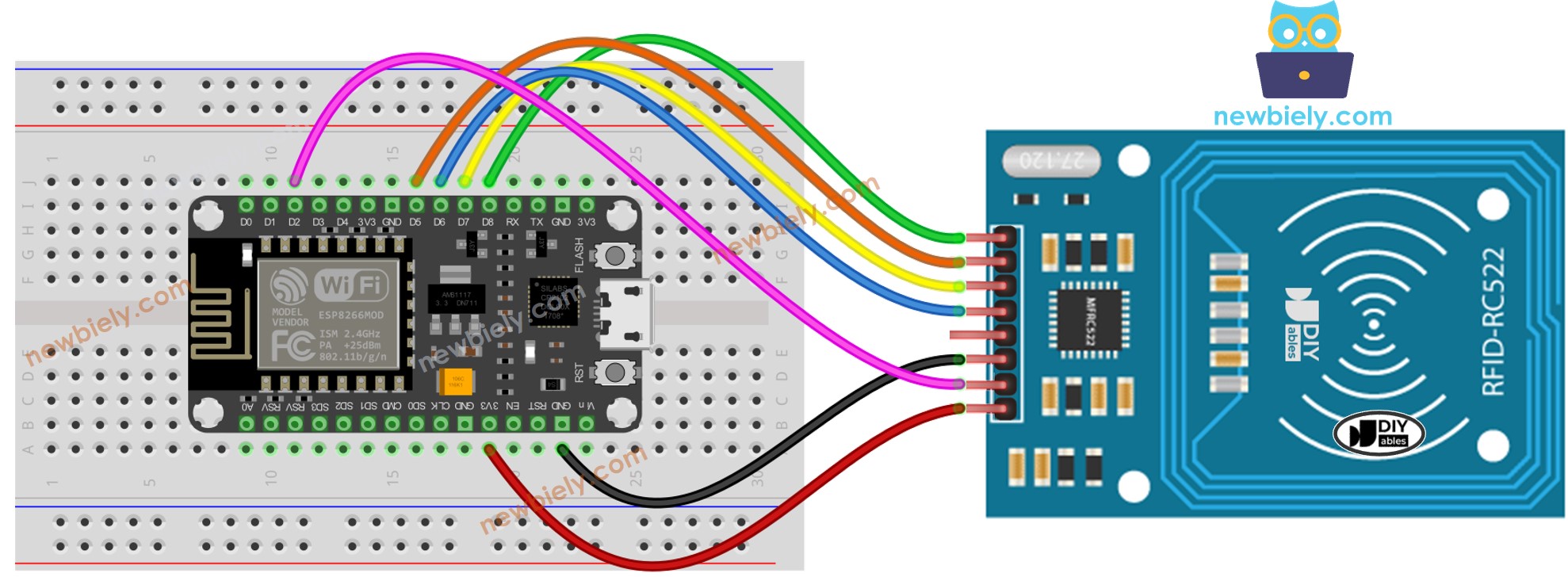 ESP8266 NodeMCU RFID RC522 Verdrahtungsdiagramm