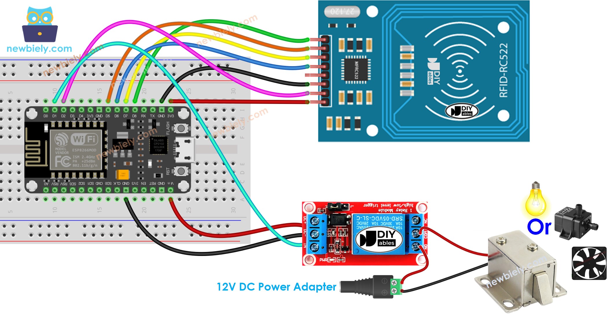 ESP8266 NodeMCU RFID RC522 Relais-Schaltplan