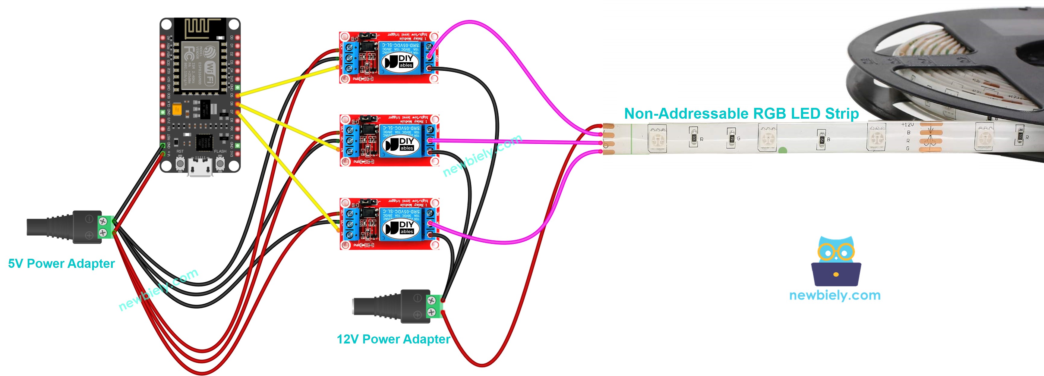 ESP8266 NodeMCU 12-V LED-Streifen Verdrahtungsdiagramm