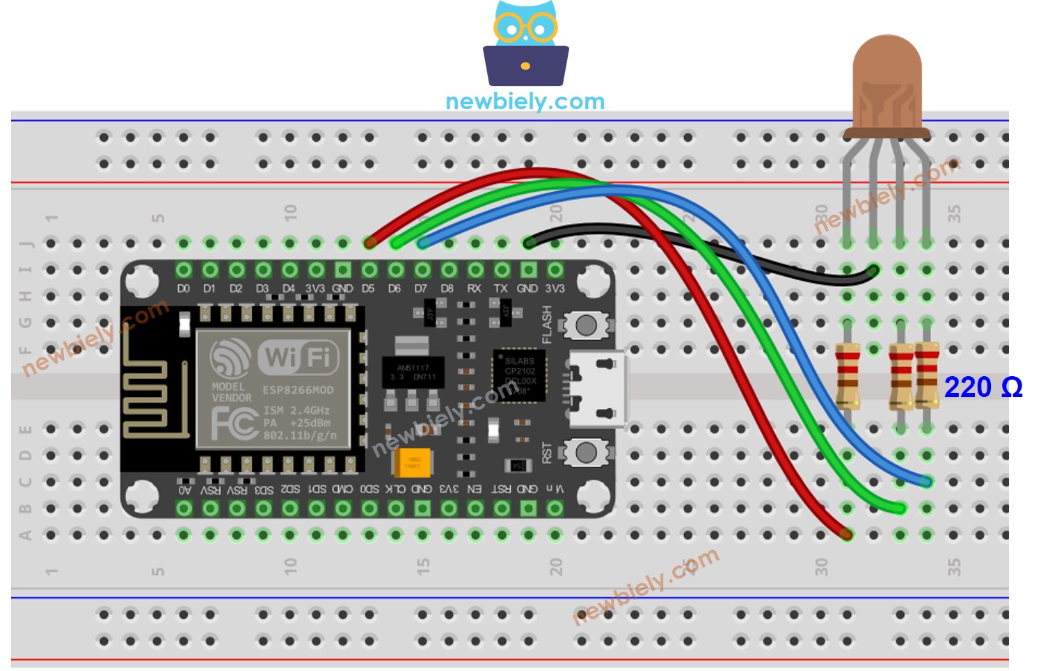 ESP8266 NodeMCU RGB-LED-Verdrahtungsdiagramm