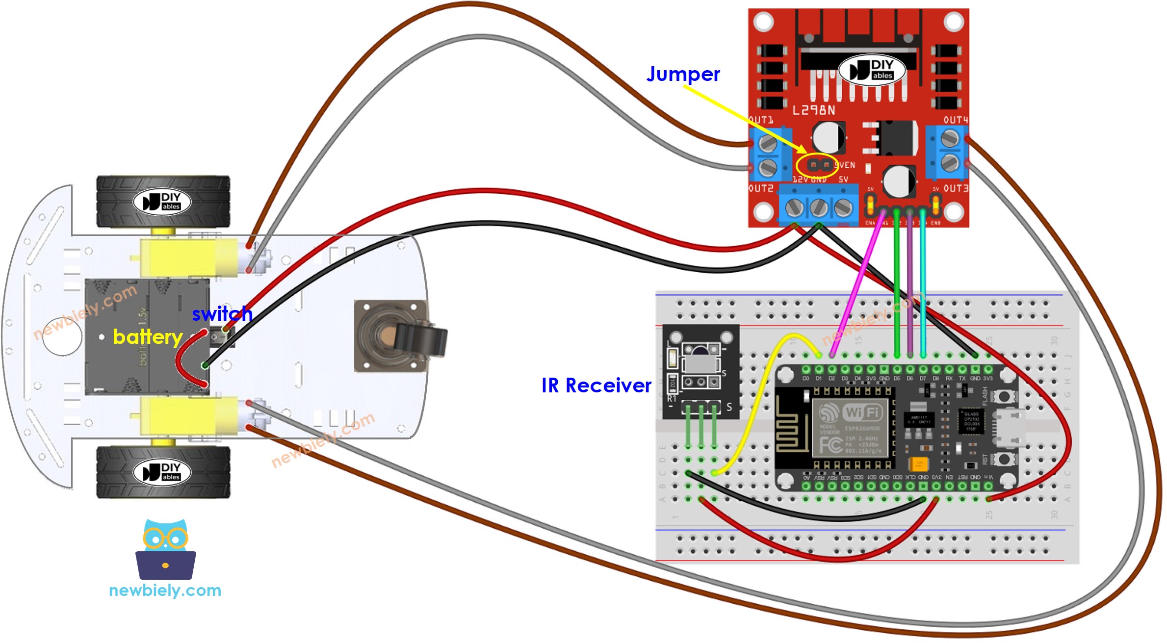 ESP8266 NodeMCU 2WD Auto-Schaltplan