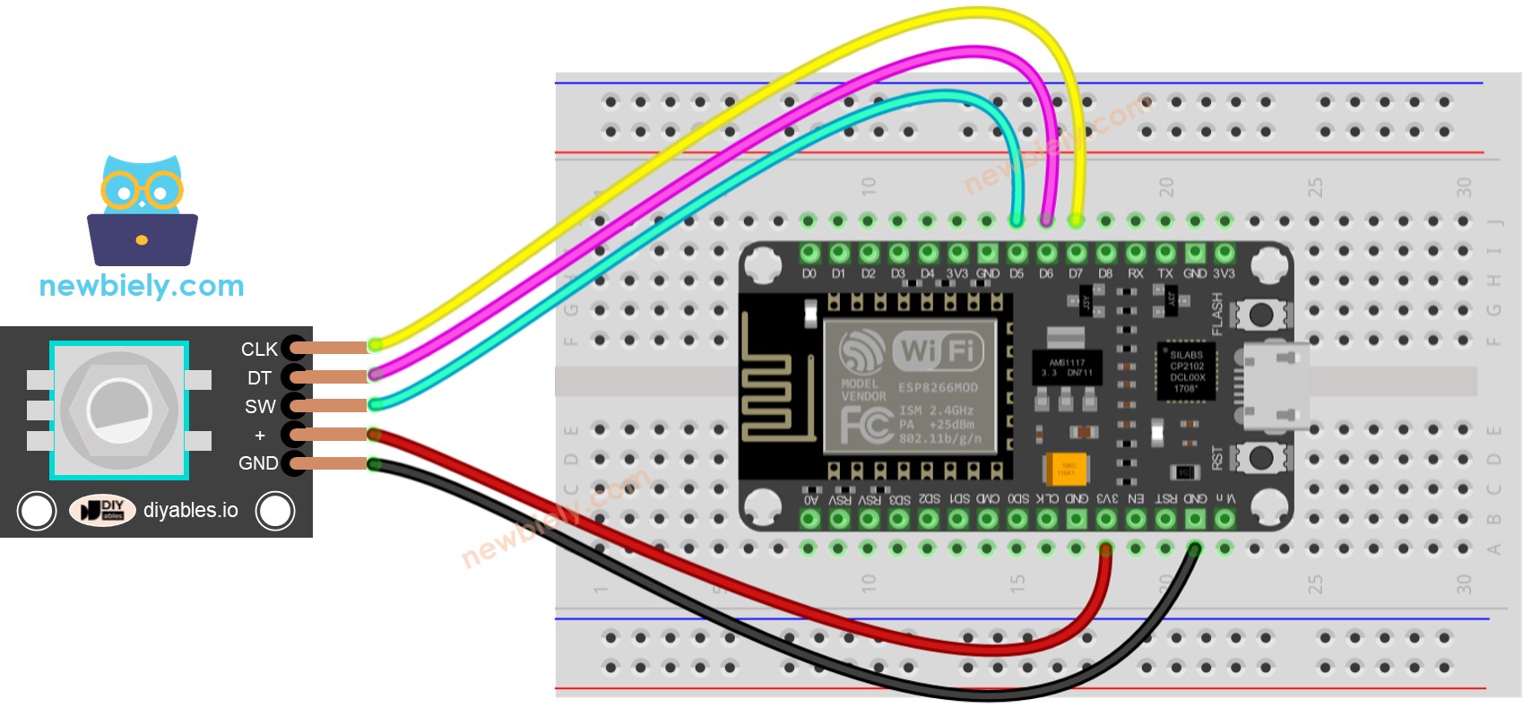 ESP8266 NodeMCU Drehencoder Verdrahtungsdiagramm