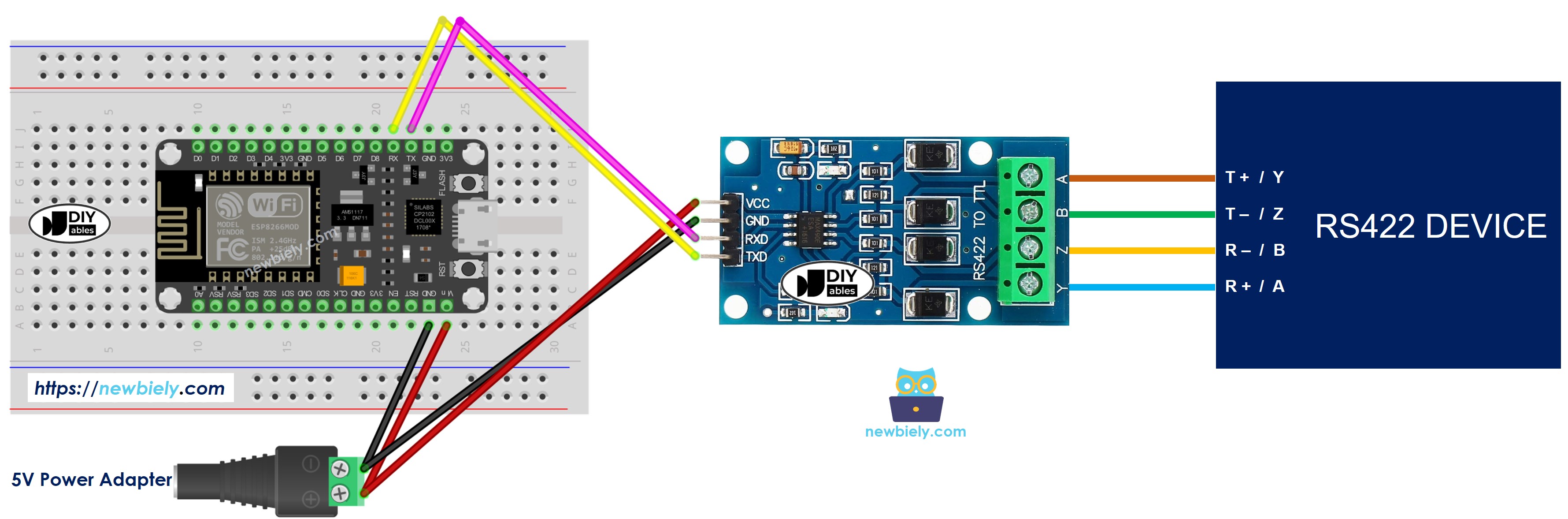ESP8266 NodeMCU TTL zu RS422 Verdrahtungsdiagramm