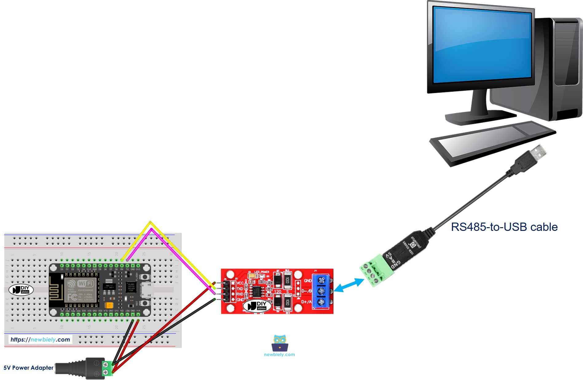 ESP8266 NodeMCU RS-485-Kommunikation mit dem PC