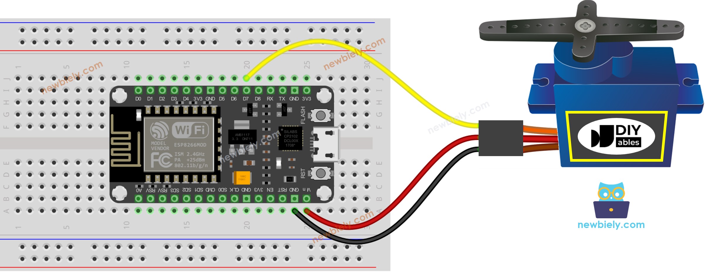 ESP8266 NodeMCU Servomotor-Schaltplan