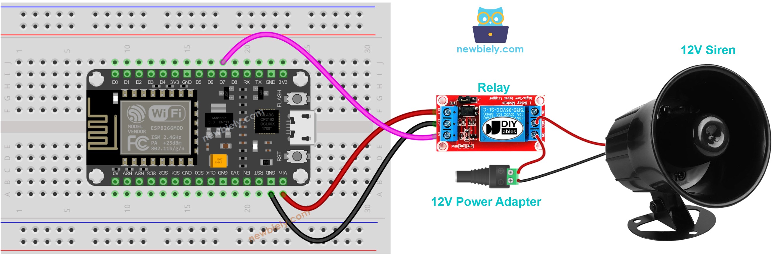 ESP8266 NodeMCU 12-V-Sirene Schaltplan