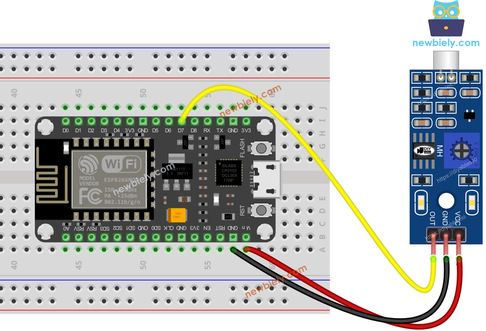 ESP8266 NodeMCU-Schallsensor-Schaltplan
