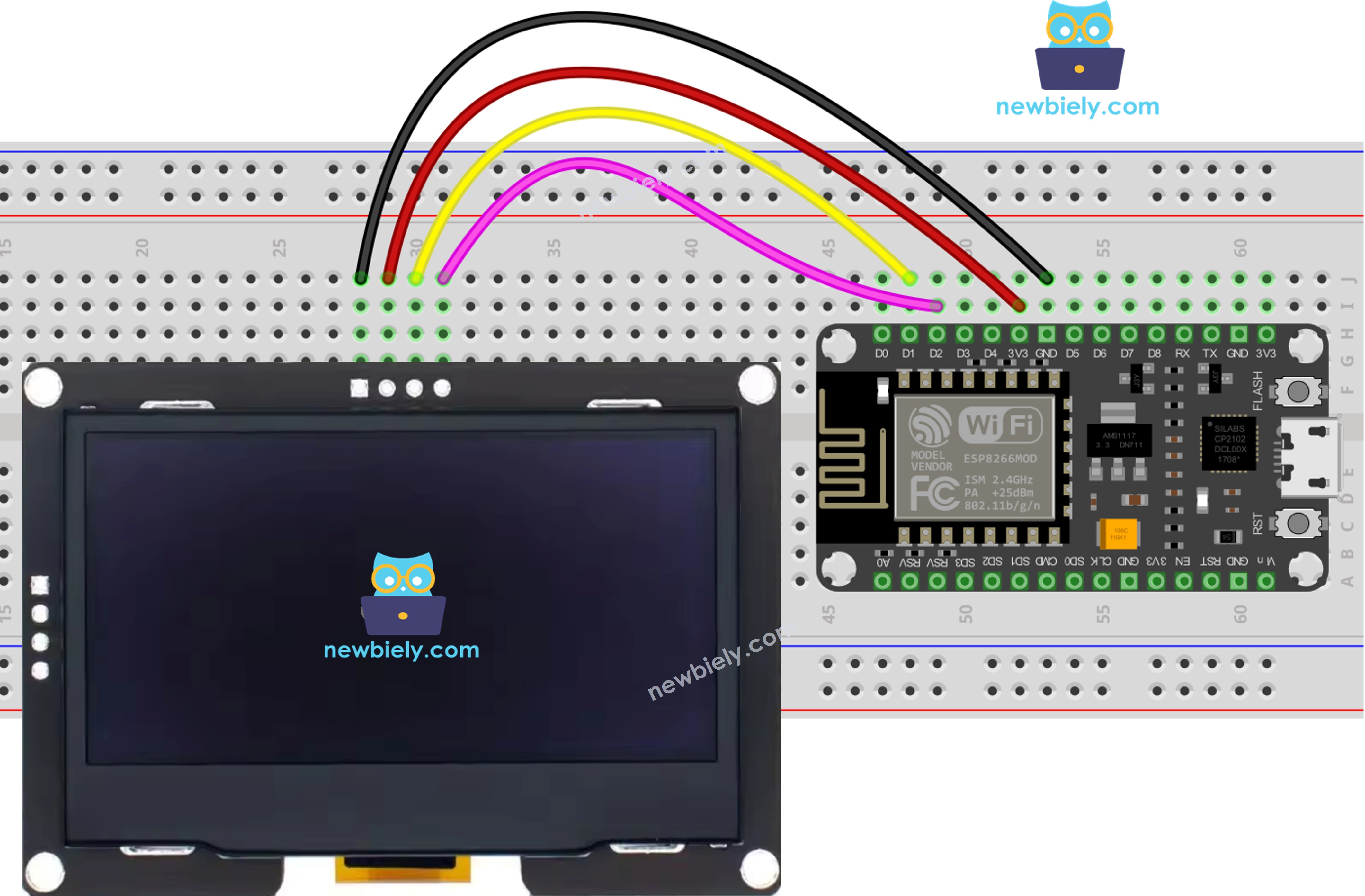 ESP8266 NodeMCU SSD1309 OLED Verdrahtungsdiagramm