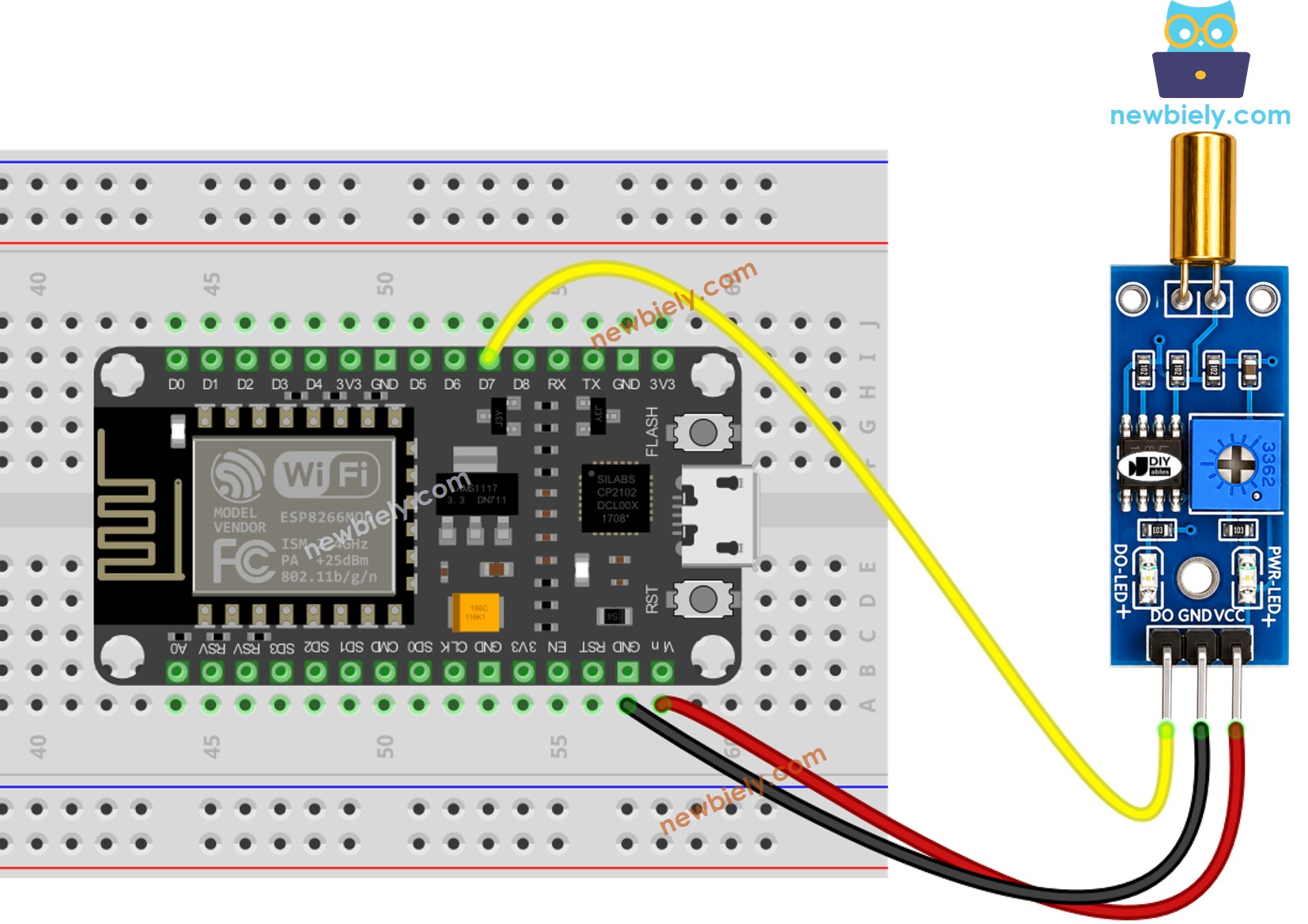 ESP8266 NodeMCU SW520D Neigungs-Sensor Schaltplan