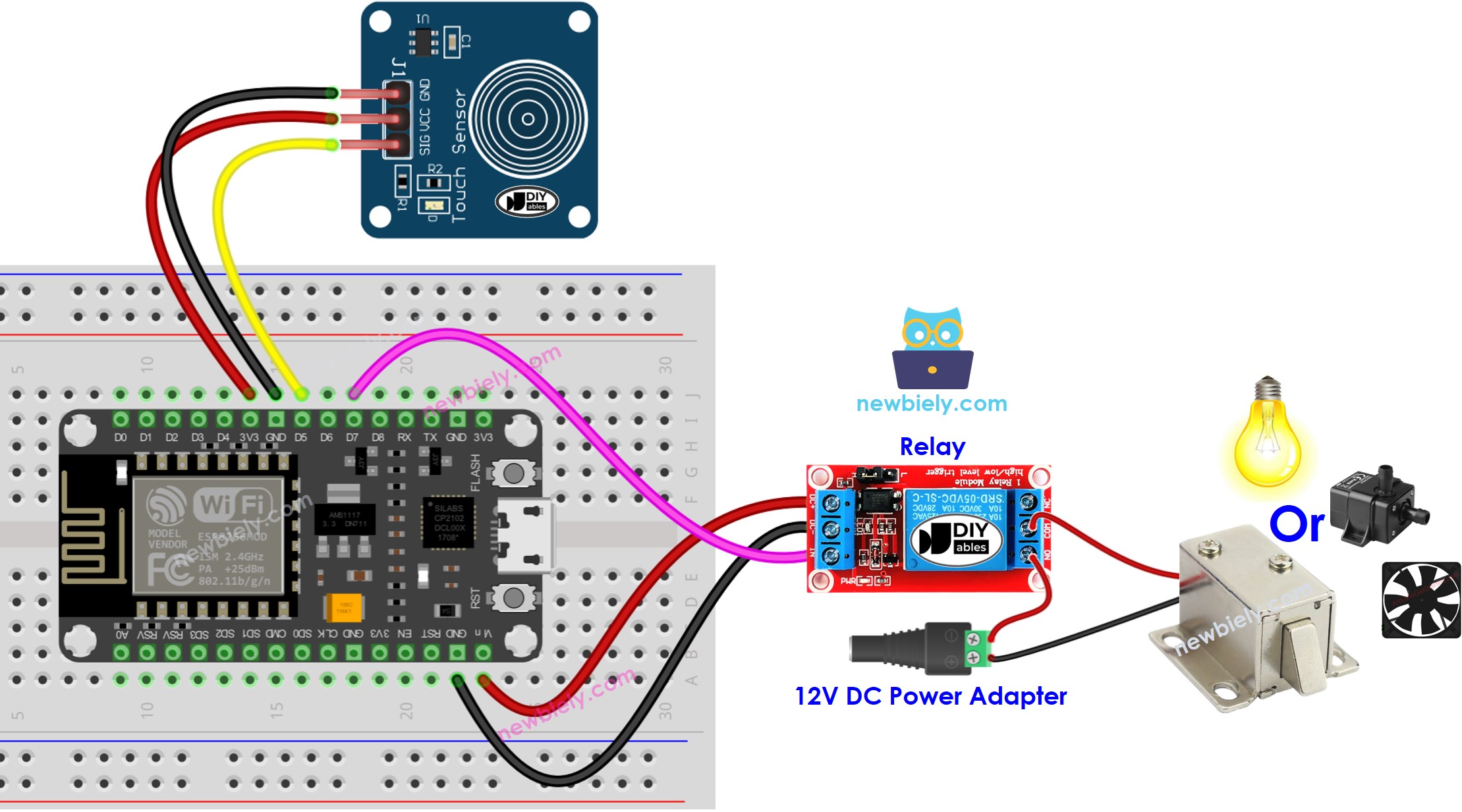 ESP8266 NodeMCU-Touch-Sensor Relais-Schaltplan