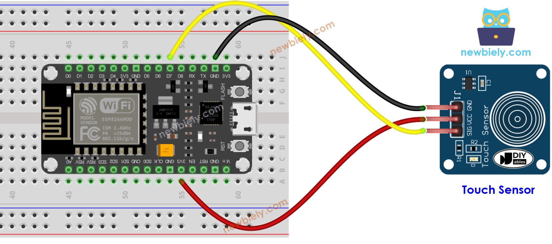 ESP8266 NodeMCU-Berührungssensor-Schaltplan