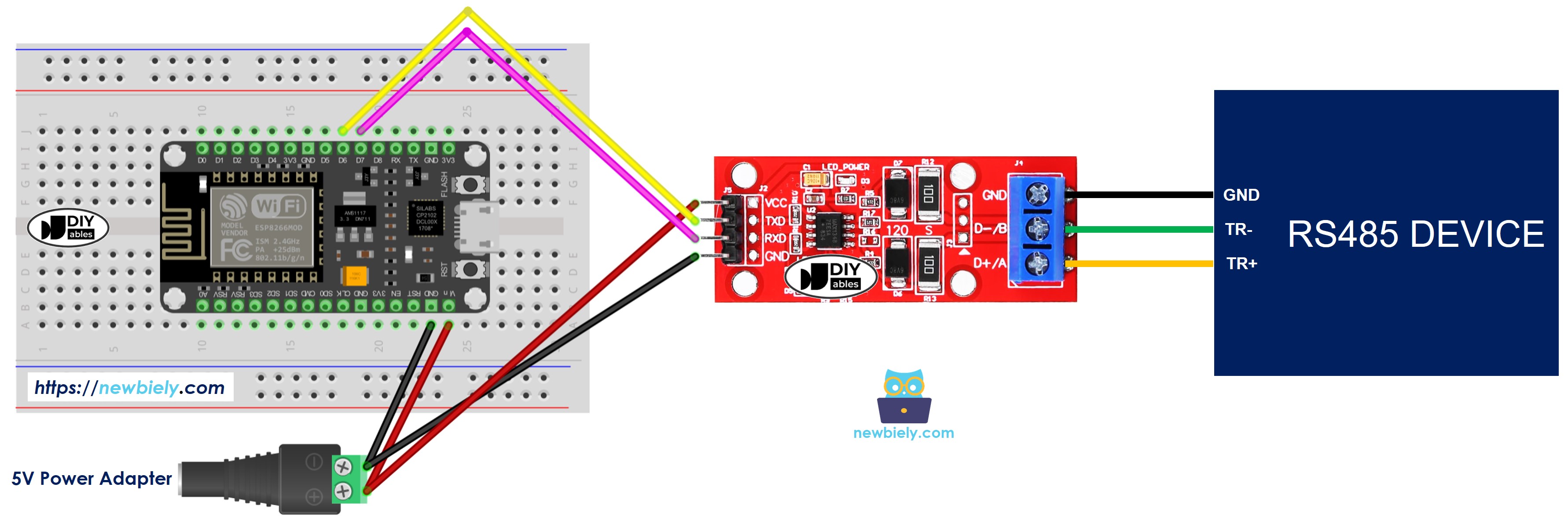 ESP8266 NodeMCU RS-485-zu-TTL Verdrahtungsdiagramm