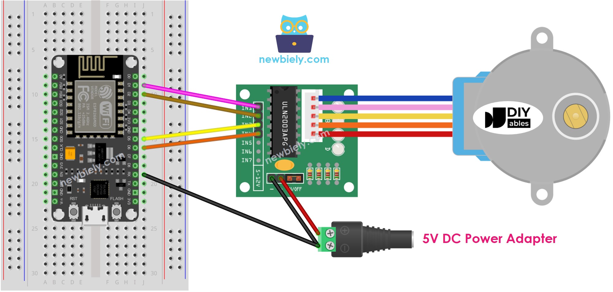 ESP8266 NodeMCU-Schrittmotor ULN2003 Treiber-Schaltplan