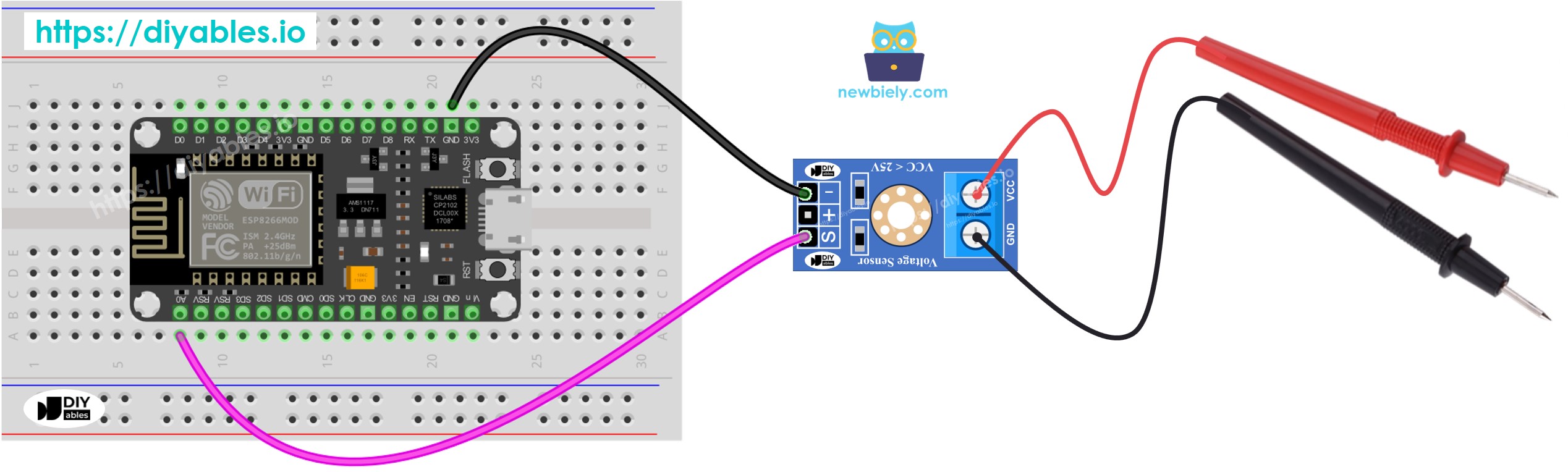 ESP8266 NodeMCU-Spannungssensor-Schaltplan