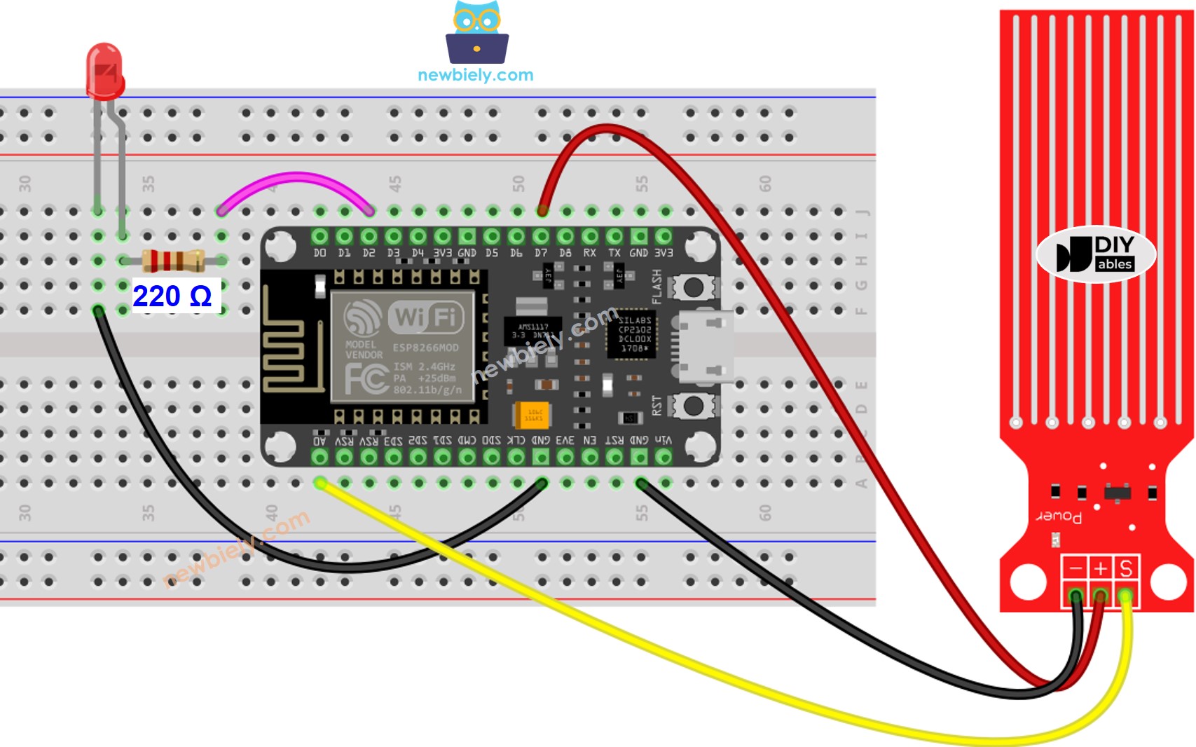 ESP8266 NodeMCU Wassersensor LED-Schaltplan