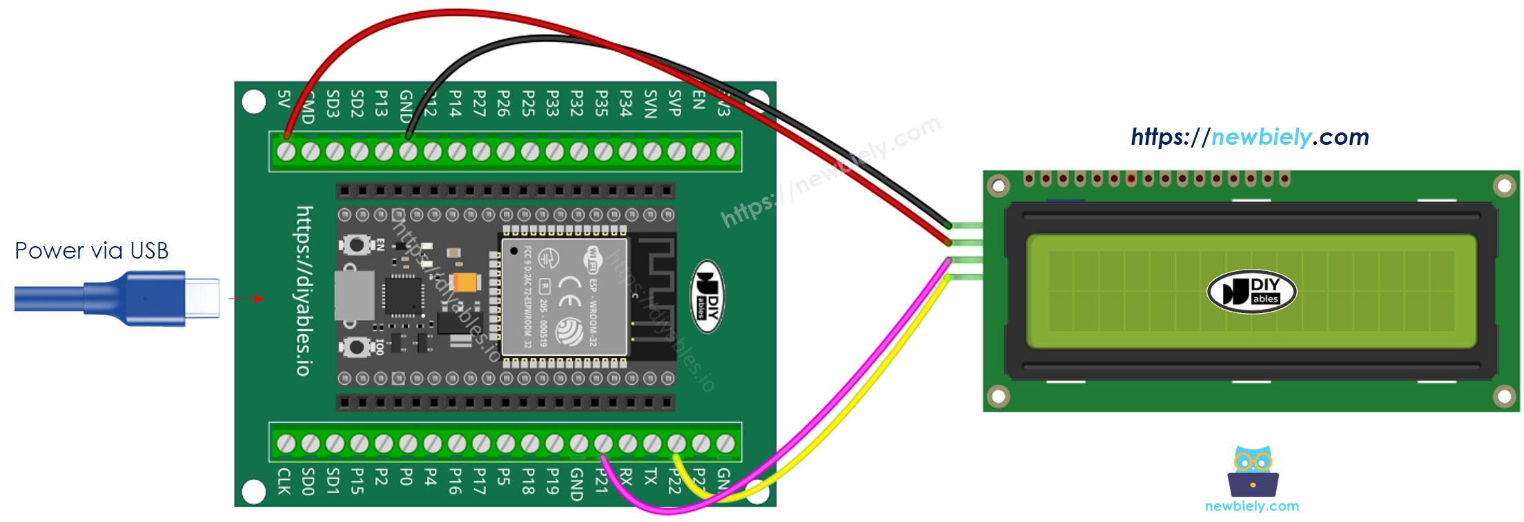 Wie verbindet man ESP32 und LCD über I²C?