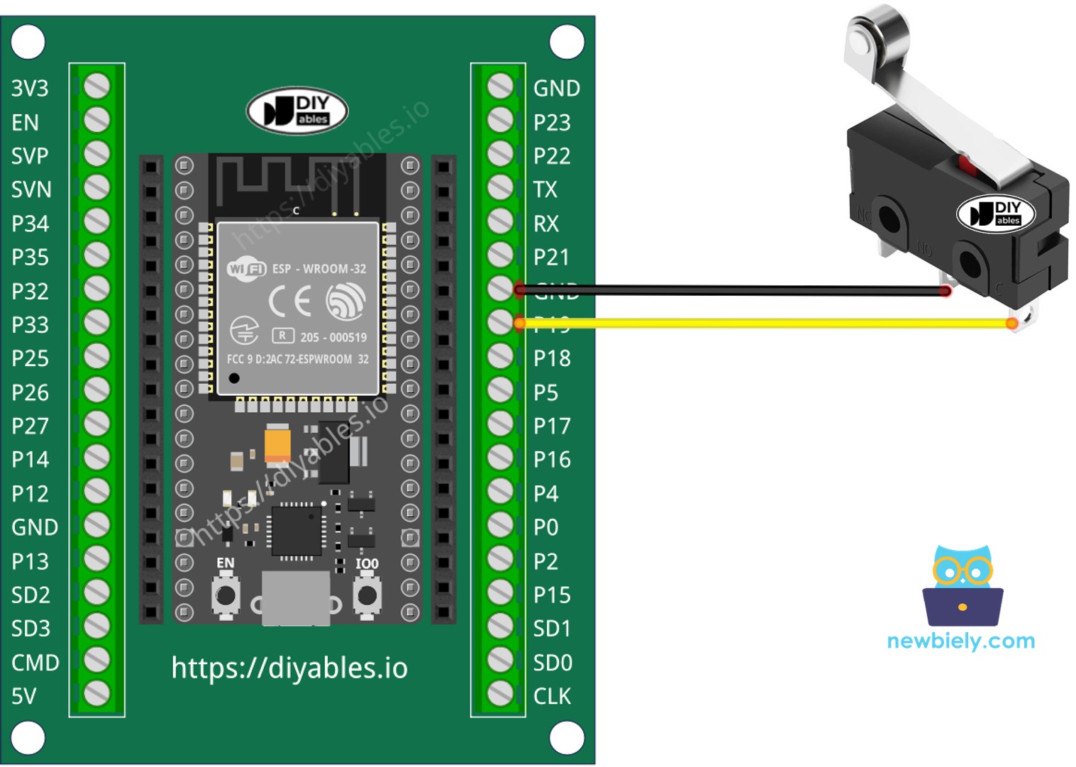 So verbinden Sie ESP32 und Grenzschalter