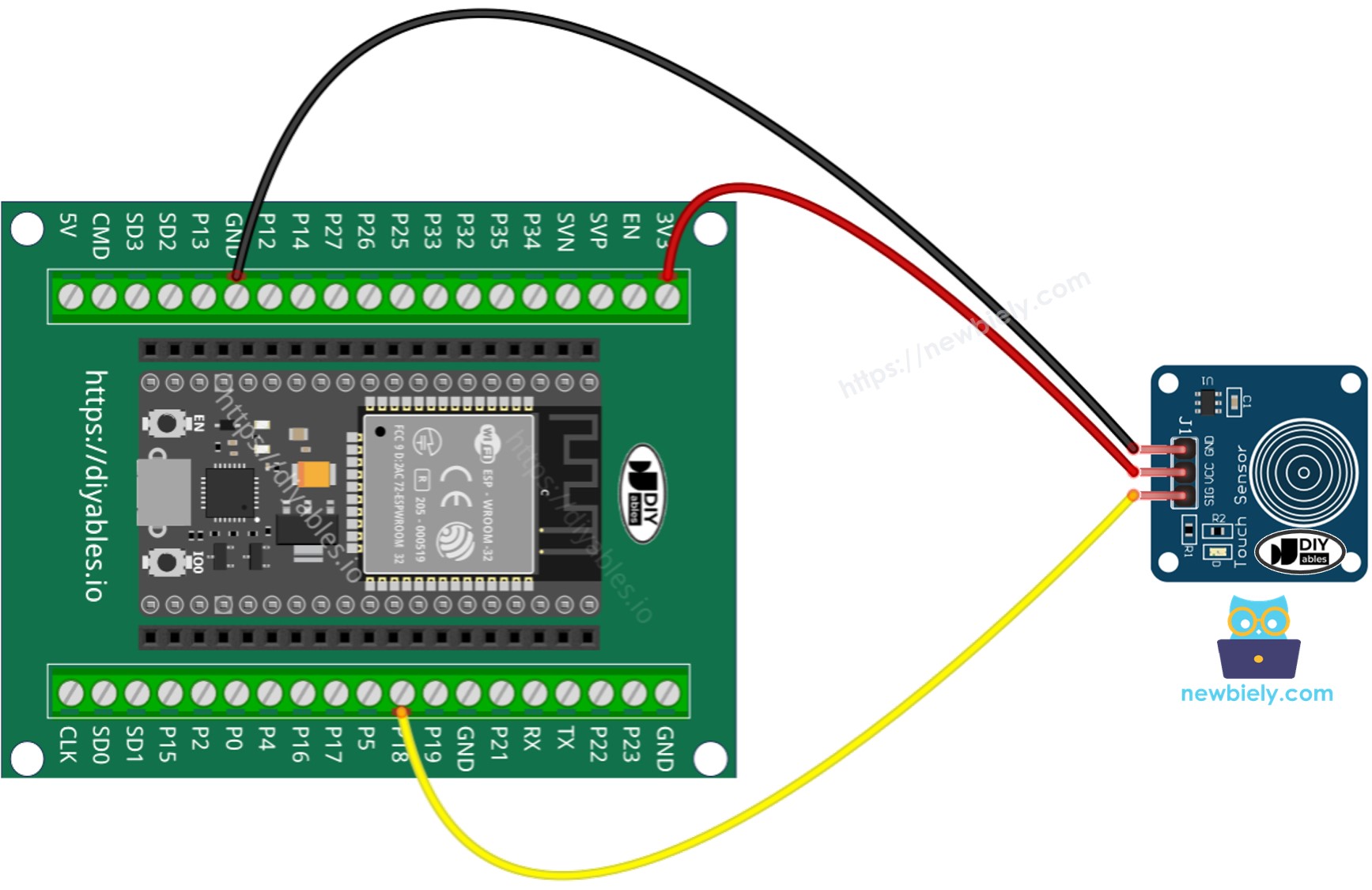 Wie man ESP32 und einen Berührungssensor anschließt