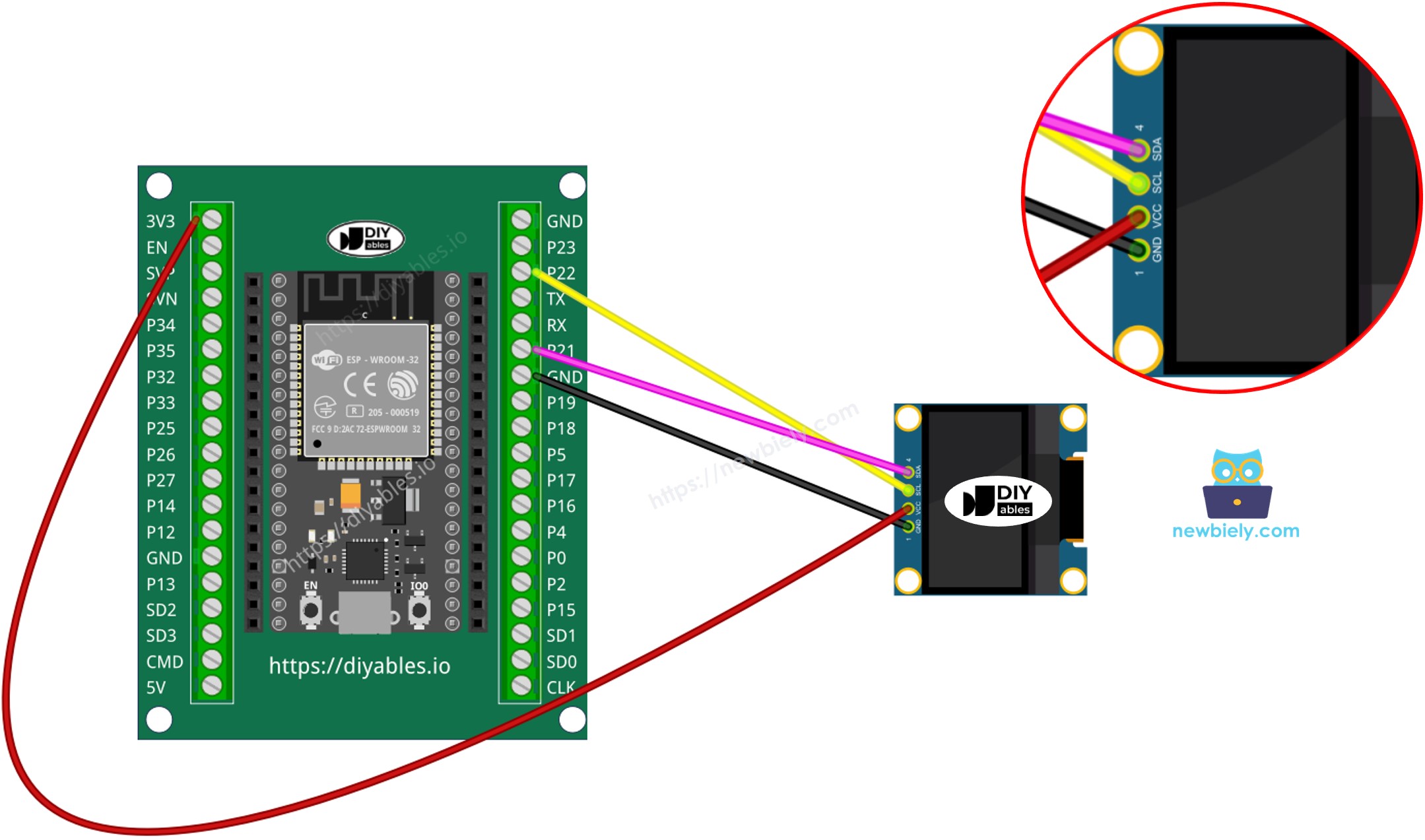 Wie verbindet man ESP32 und OLED?