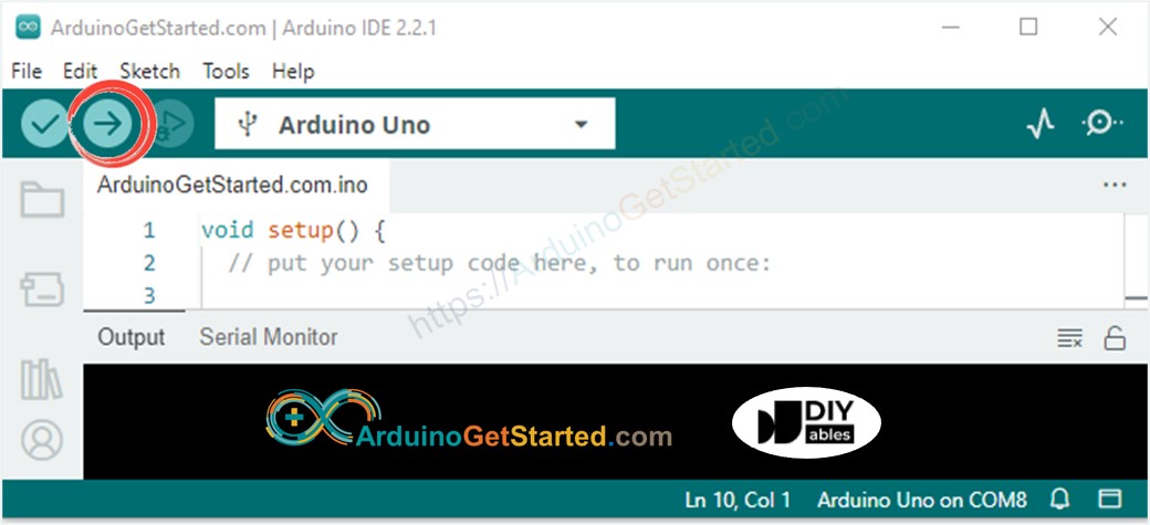Wie man Arduino-Code in der Arduino-IDE hochlädt.
