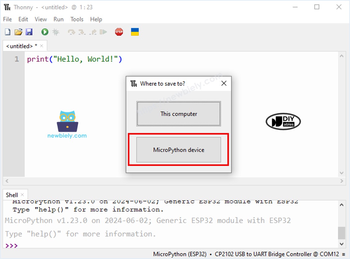 So laden Sie MicroPython-Code auf den ESP32 hoch