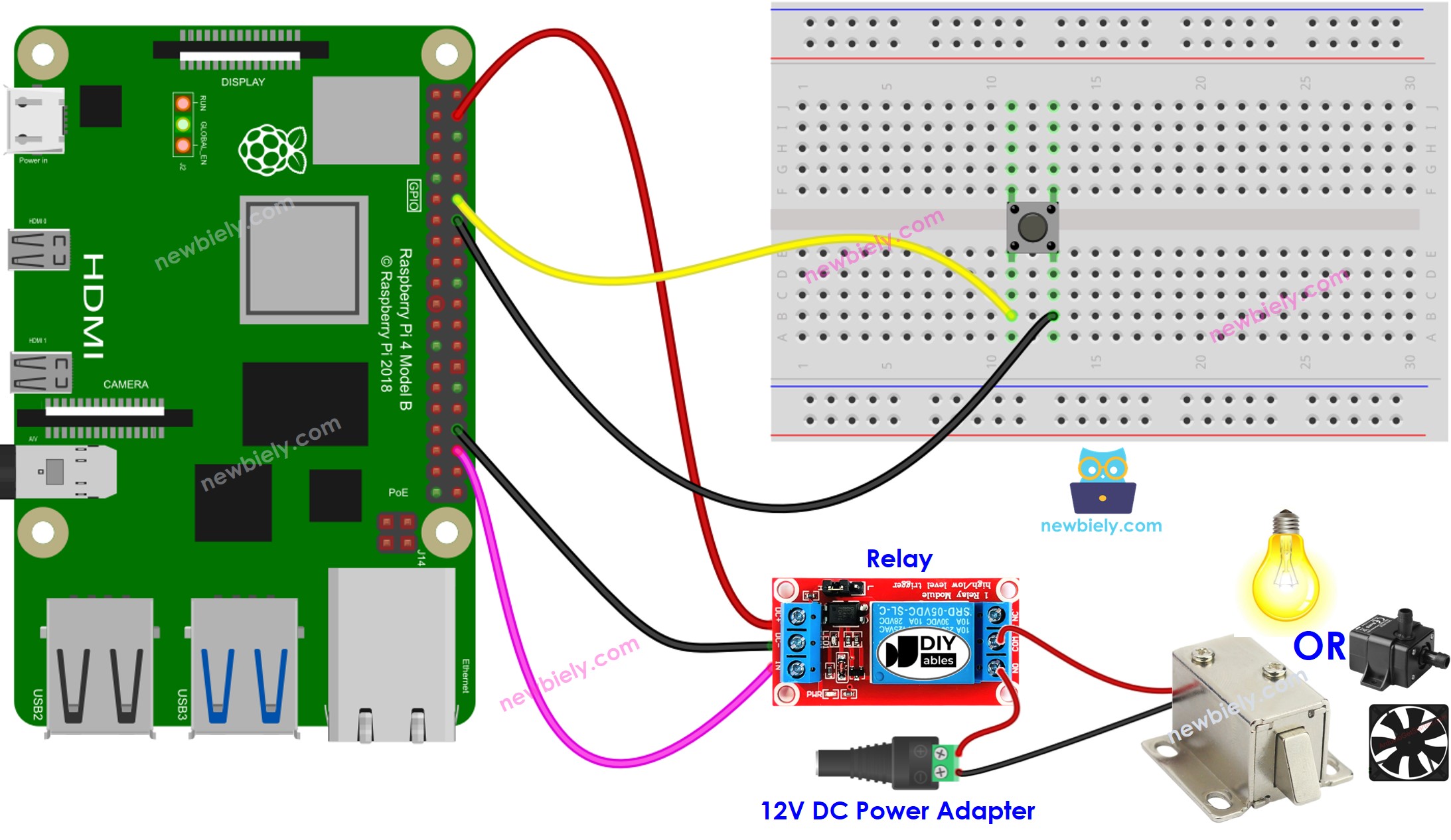 Raspberry Pi Taste Relais Schaltschema