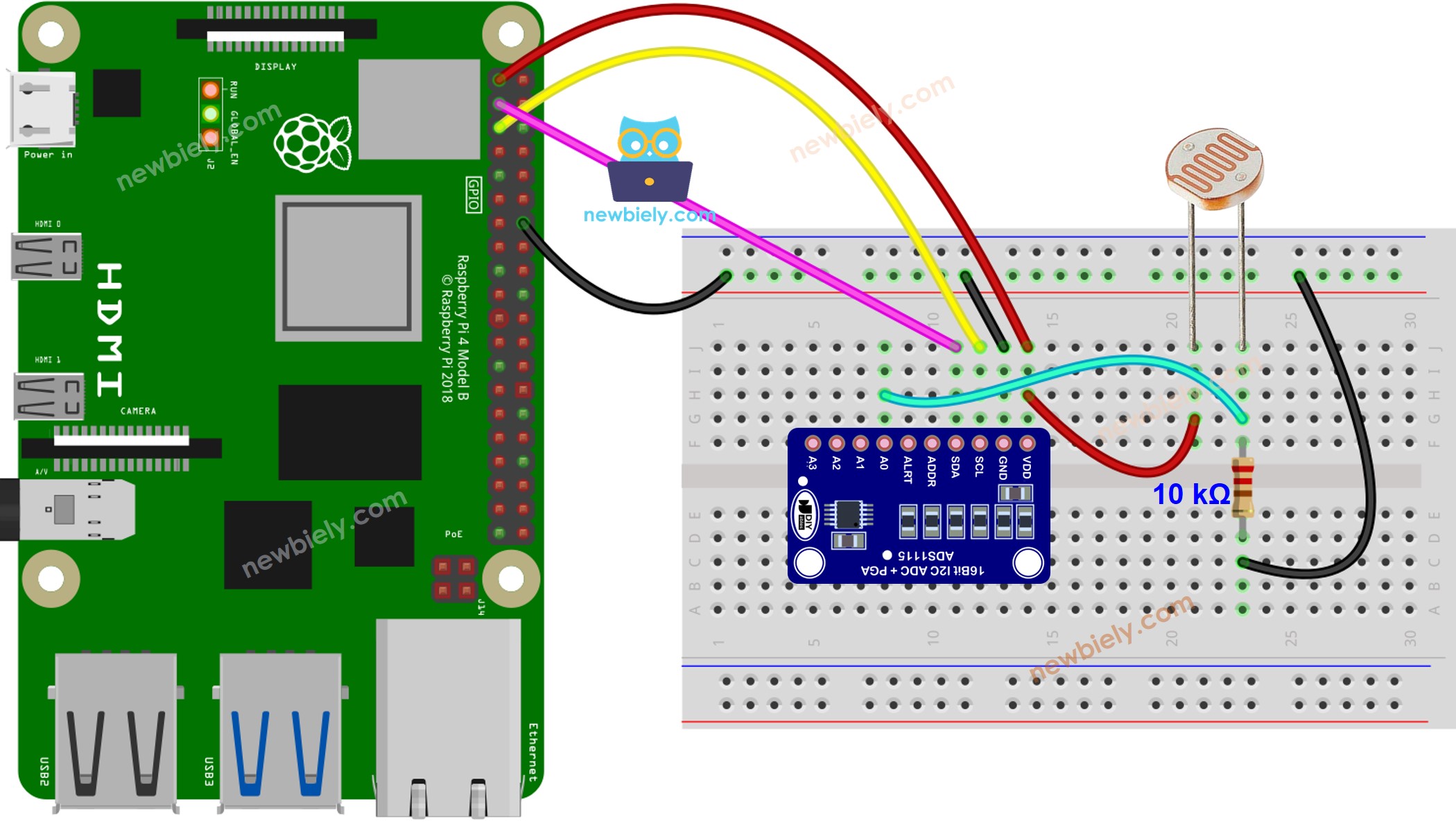 Raspberry Pi Light Sensor wiring diagram