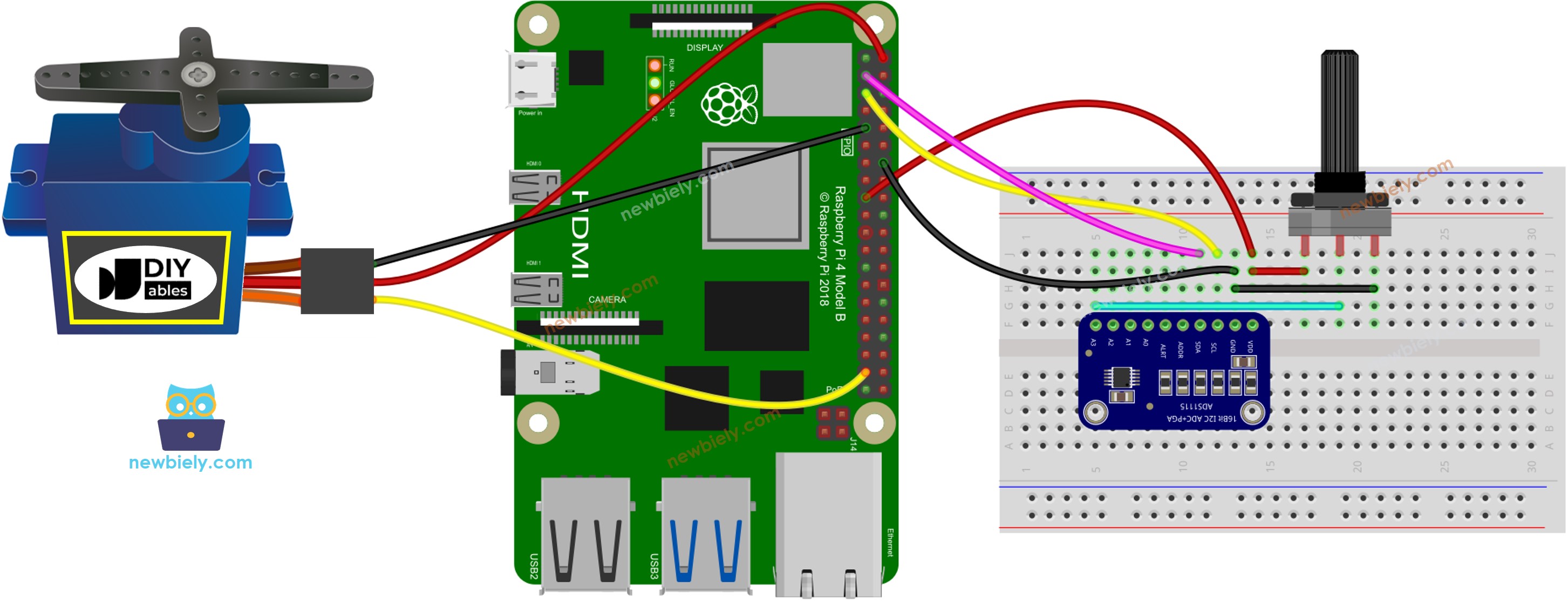 Raspberry Pi Servo Motor Potentiometer Schaltdiagramm